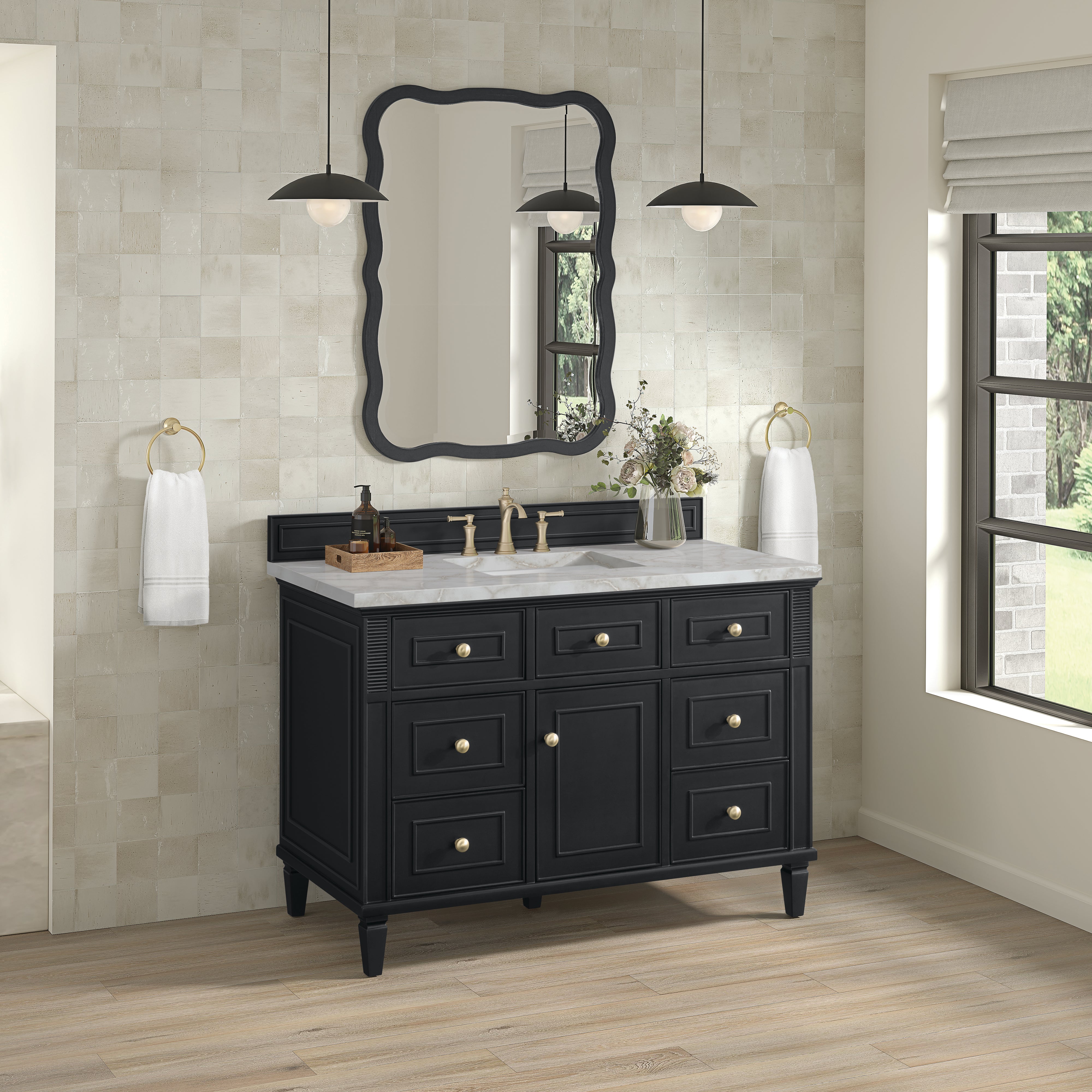 James Martin Lorelai 48" Single Vanity in Black Onyx with 3cm Countertop
