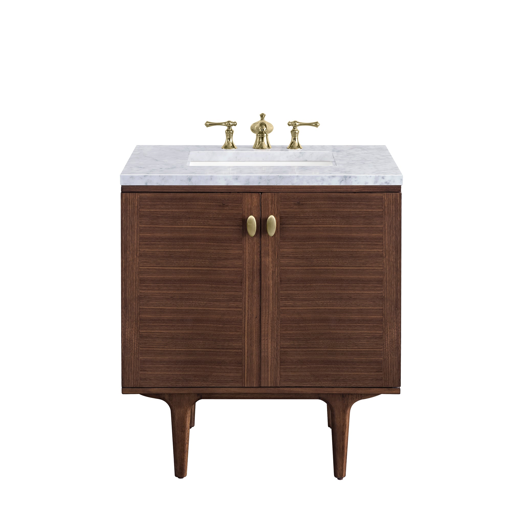 James Martin Amberly 30" Single Vanity in Mid-Century Walnut with 3cm Countertop