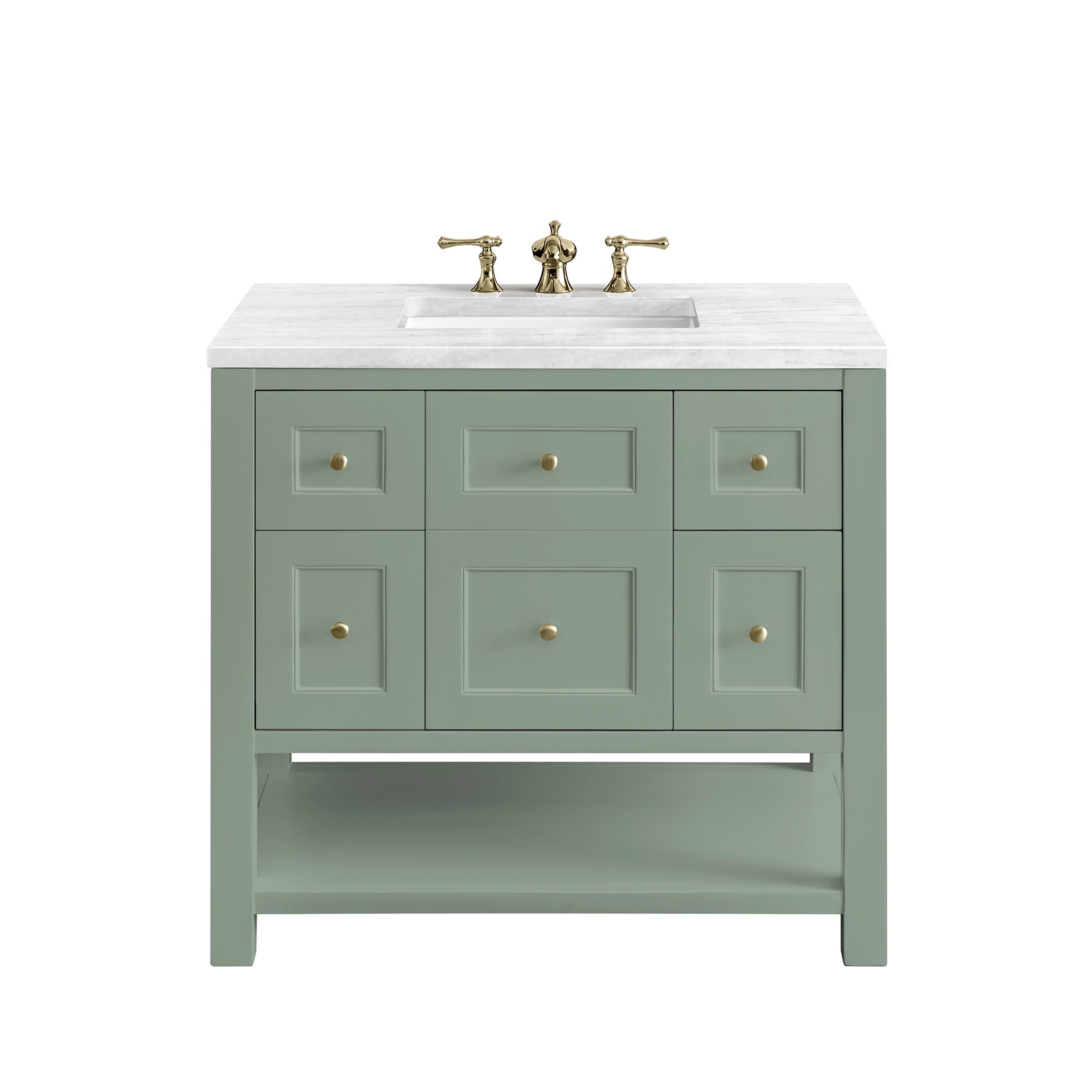 James Martin Breckenridge 36" Single Vanity in Smokey Celadon with 3cm Countertop