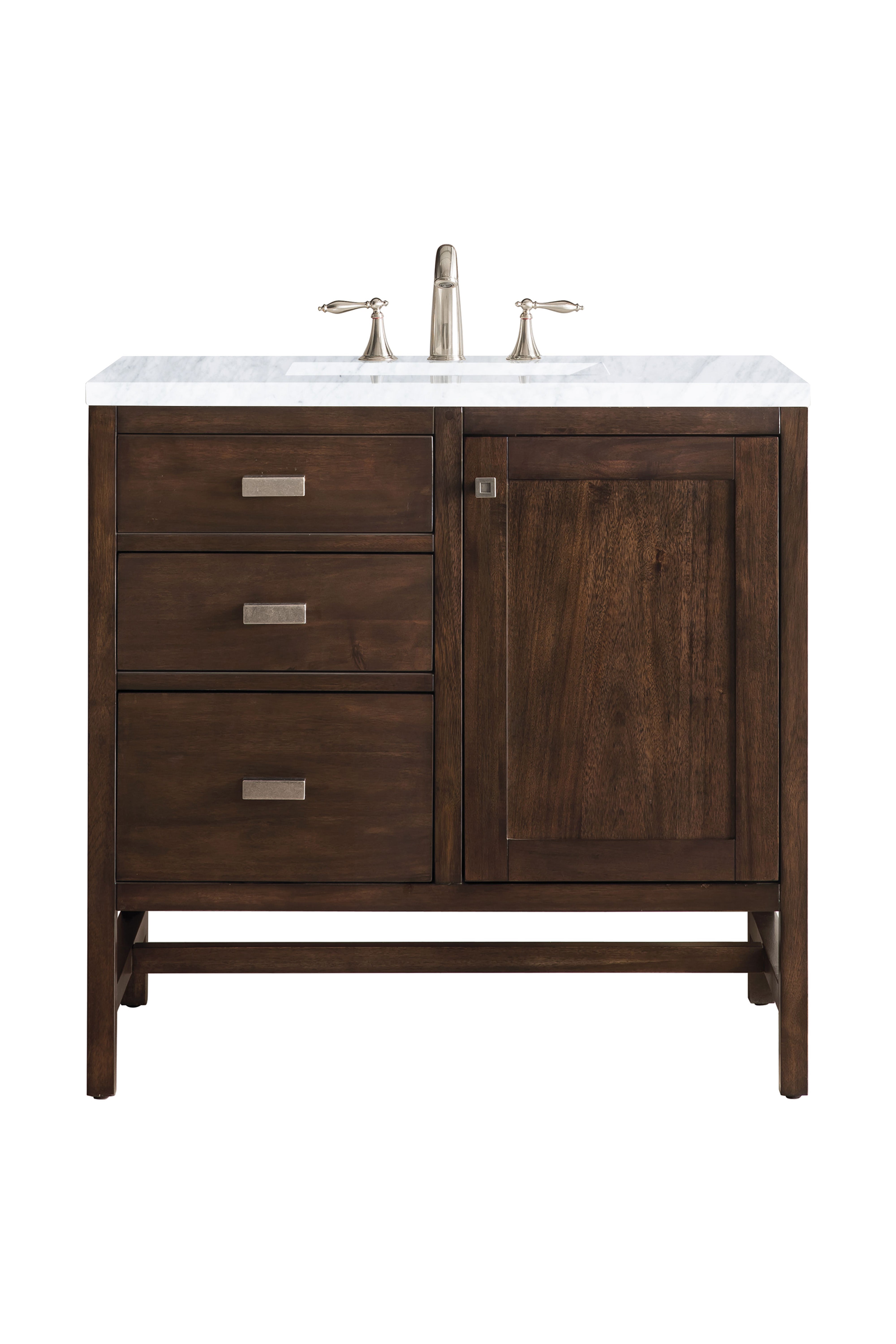 James Martin Addison 36" Single Vanity in Mid-Century Acacia with 3cm Countertop