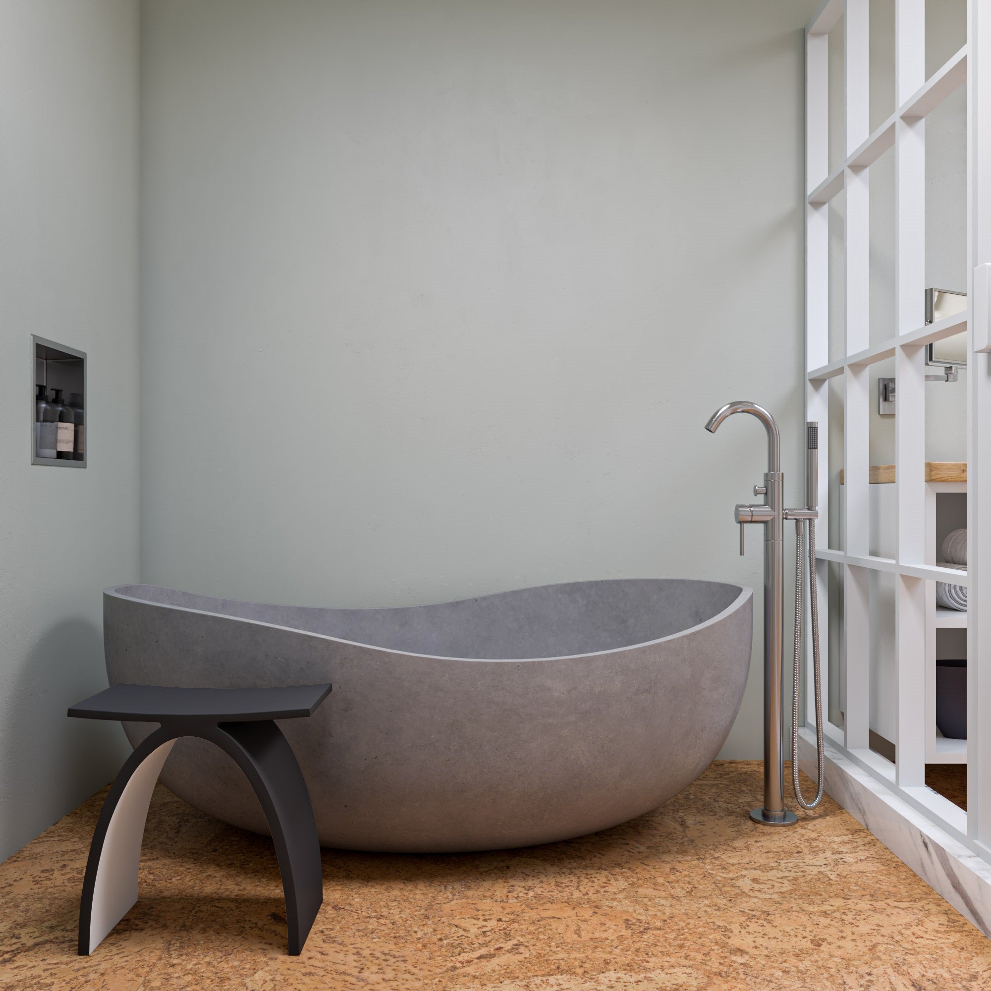 ALFI brand AB2534 Single Lever Floor Mounted Tub Filler Mixer w Hand Held Shower Head