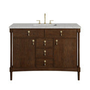 James Martin Kinnsden 48" Single Vanity in Sable Oak with 3cm Countertop and FreePower Wireless Charger