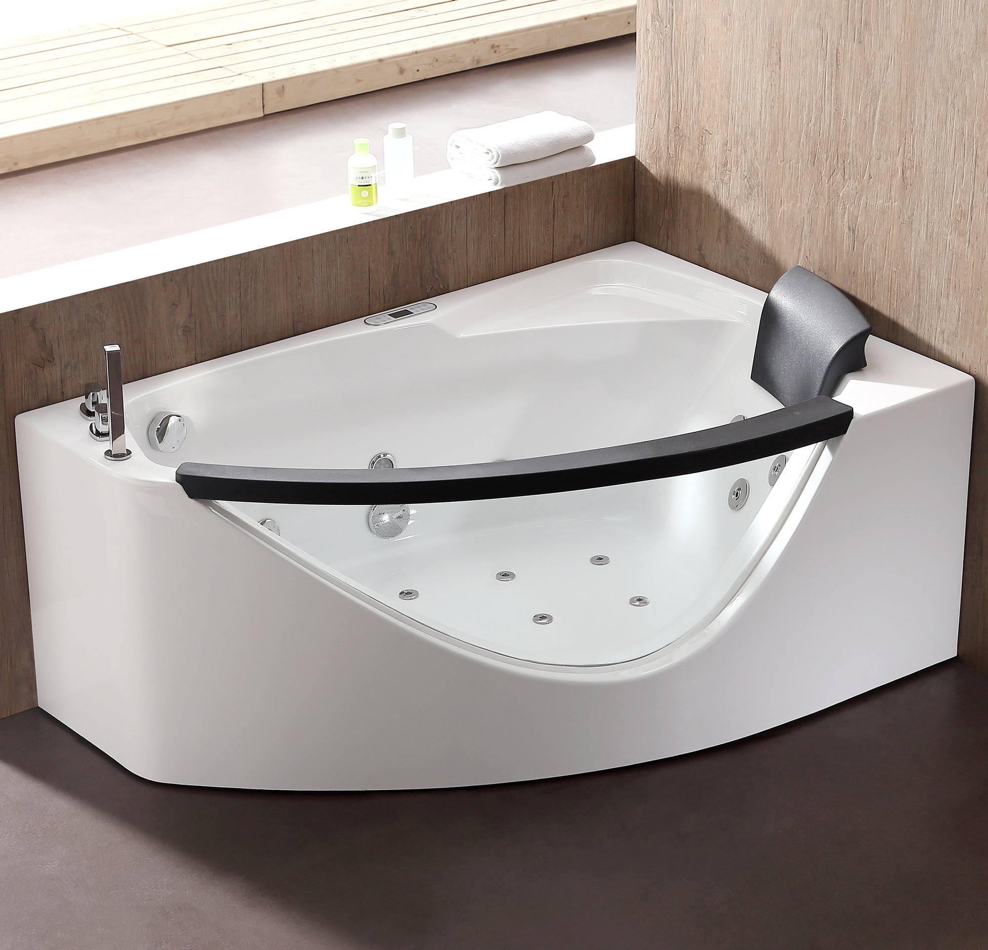 EAGO AM198ETL-L 5′ Acrylic Whirlpool Left Corner Bathtub with Glass Front