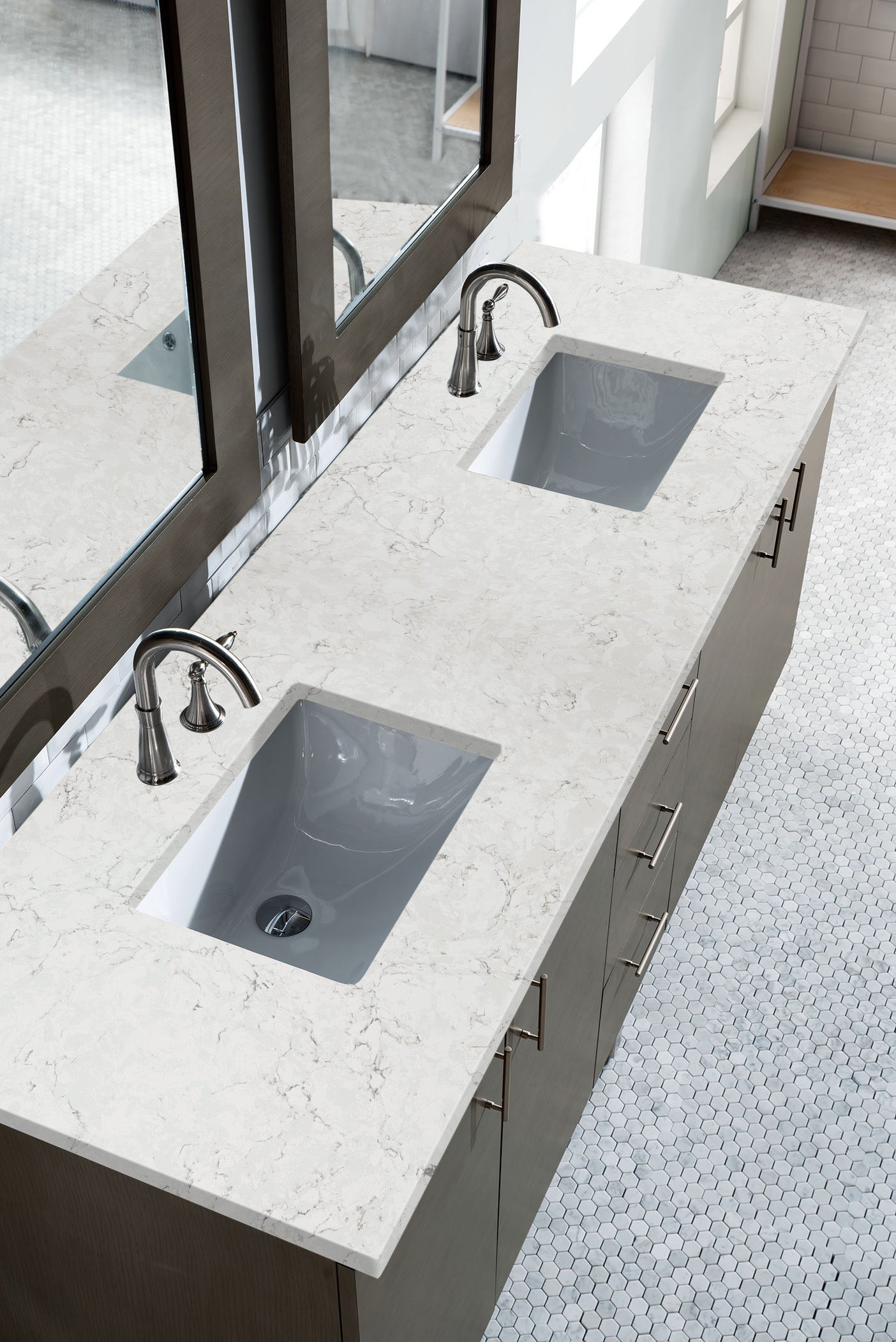 James Martin Metropolitan 72" Double Vanity in Silver Oak with 3cm Countertop