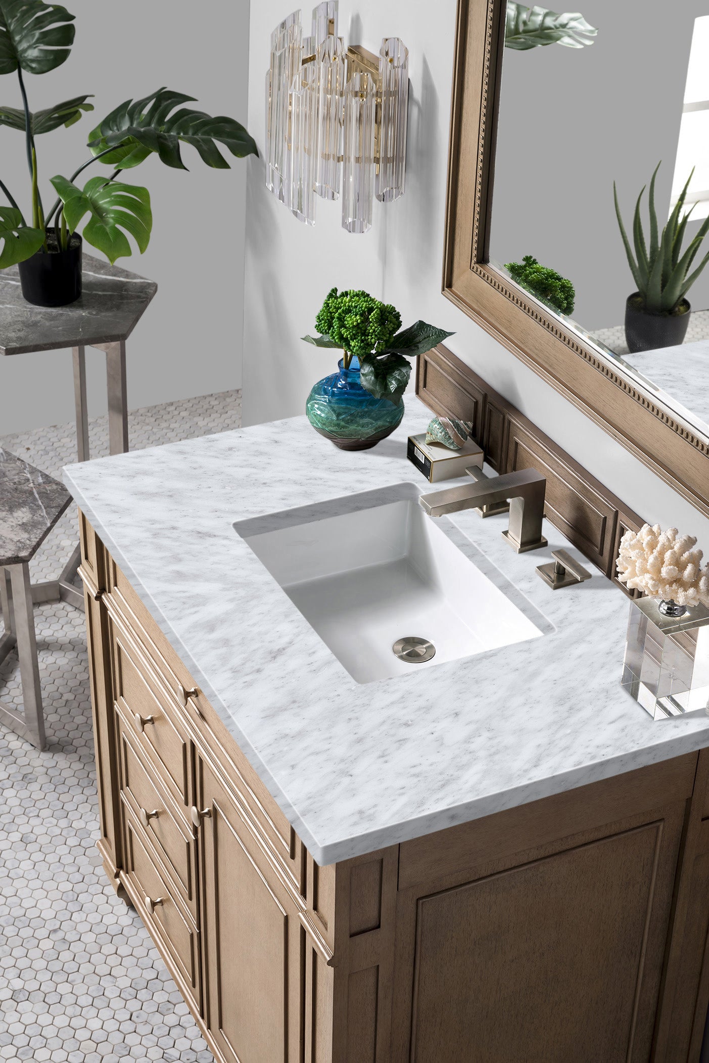James Martin Bristol 36" Single Vanity in Whitewashed Walnut with 3cm Countertop