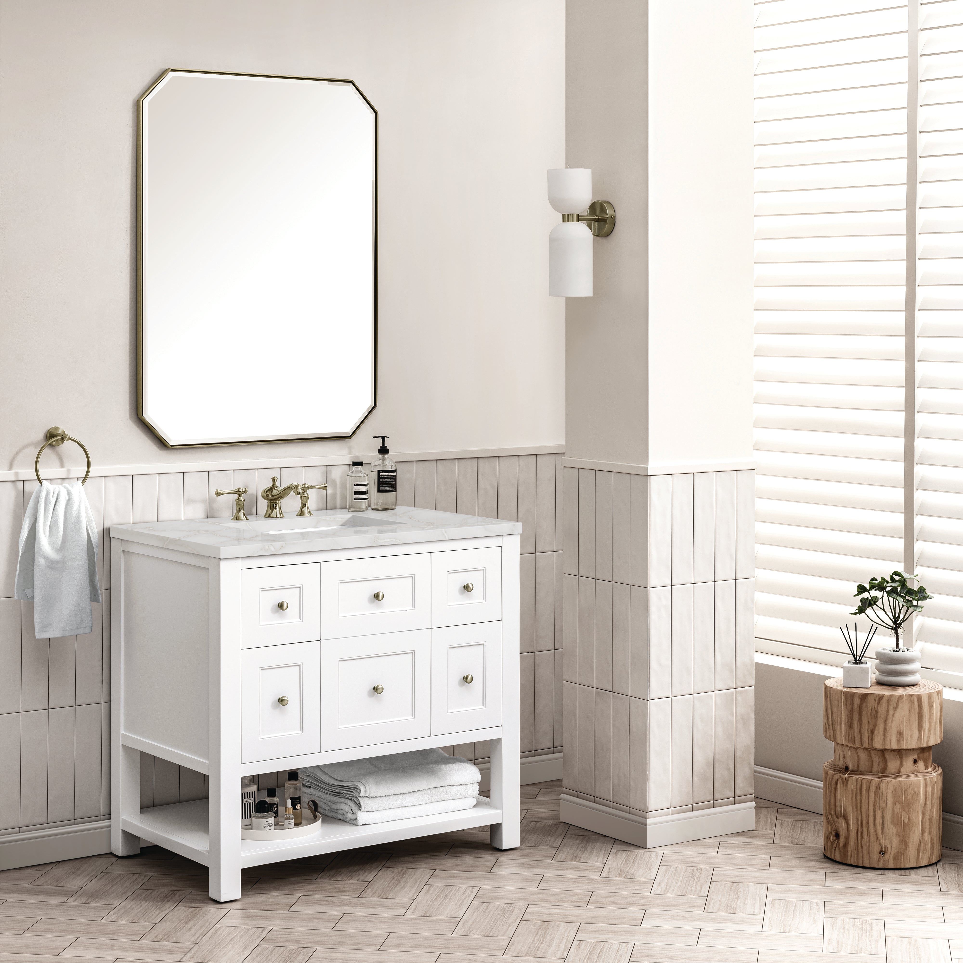 James Martin Breckenridge 36" Single Vanity in Bright White with 3cm Countertop