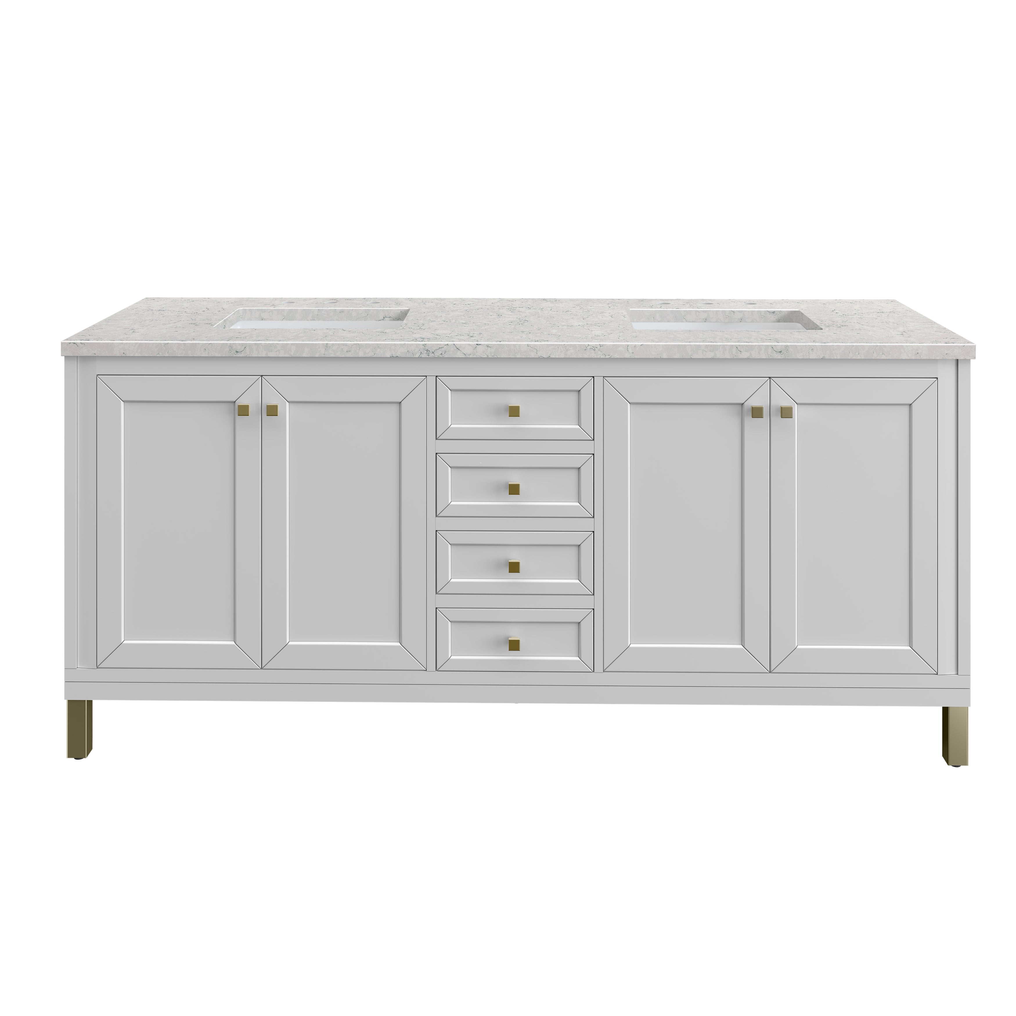James Martin Chicago 72" Double Vanity in Glossy White with 3cm Countertop