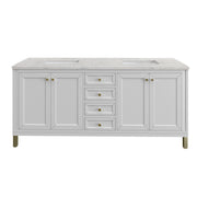 James Martin Chicago 72" Double Vanity in Glossy White with 3cm Countertop and FreePower Wireless Charger
