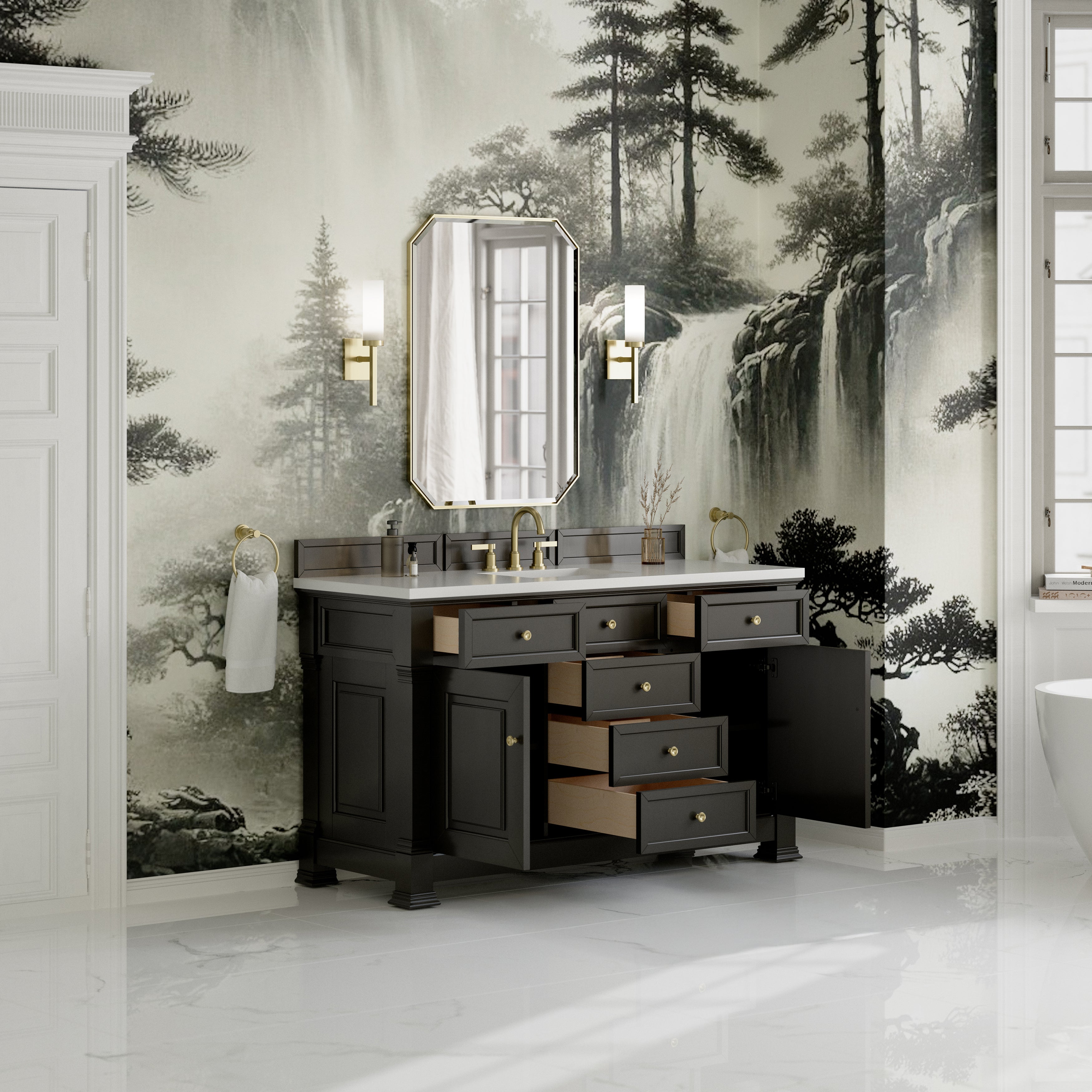 James Martin Brookfield 60" Single Vanity in Black Onyx with 3cm Countertop