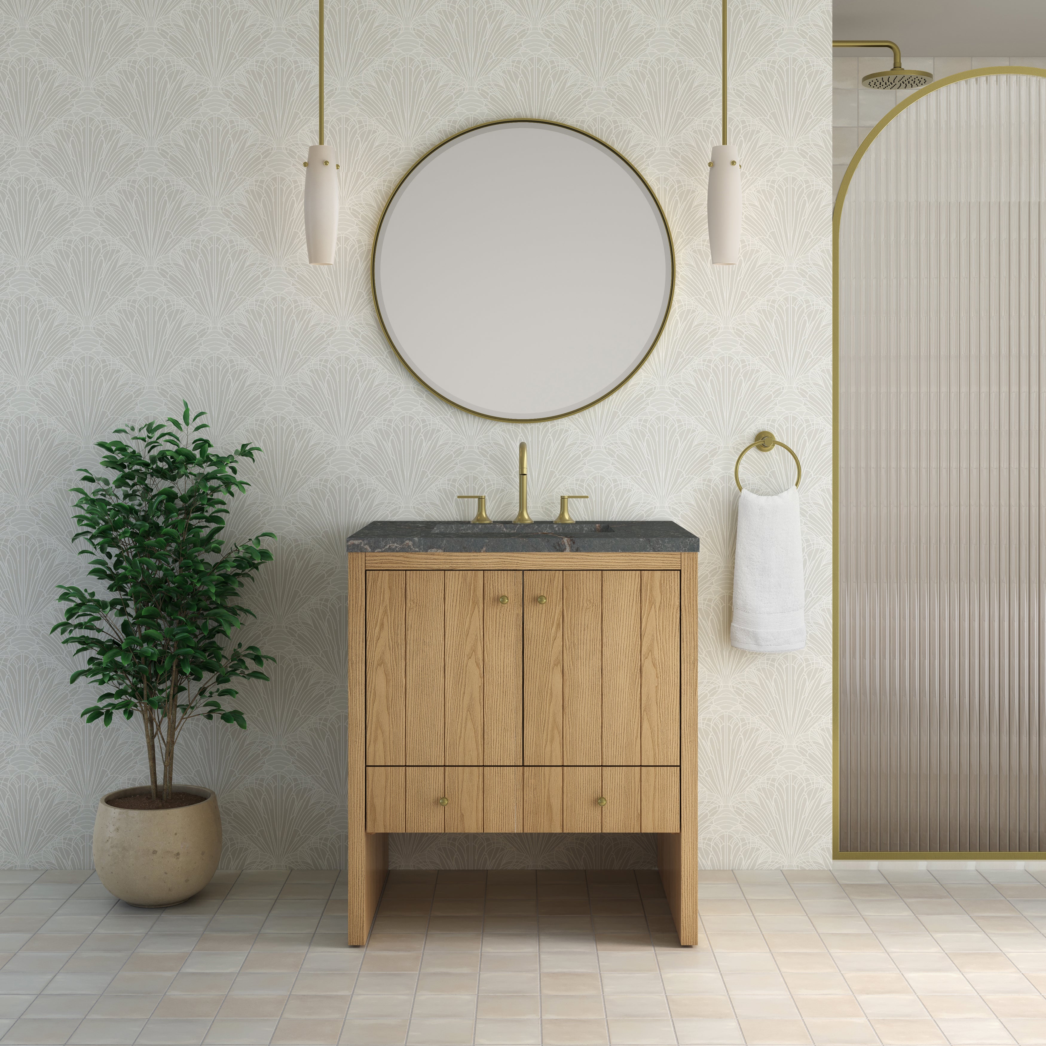 James Martin Hudson 30" Single Vanity in Light Natural Oak with 3cm Countertop