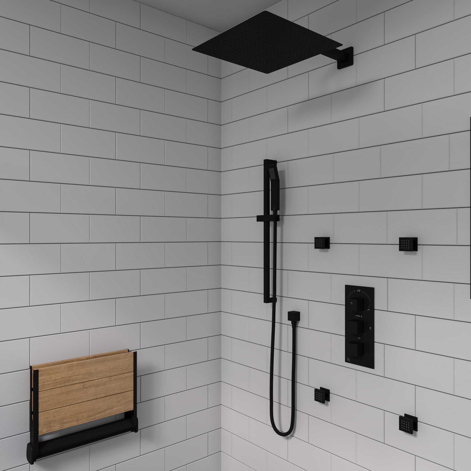 ALFI brand RAIN16S 16" Square Ultra-Thin Rain Shower Head