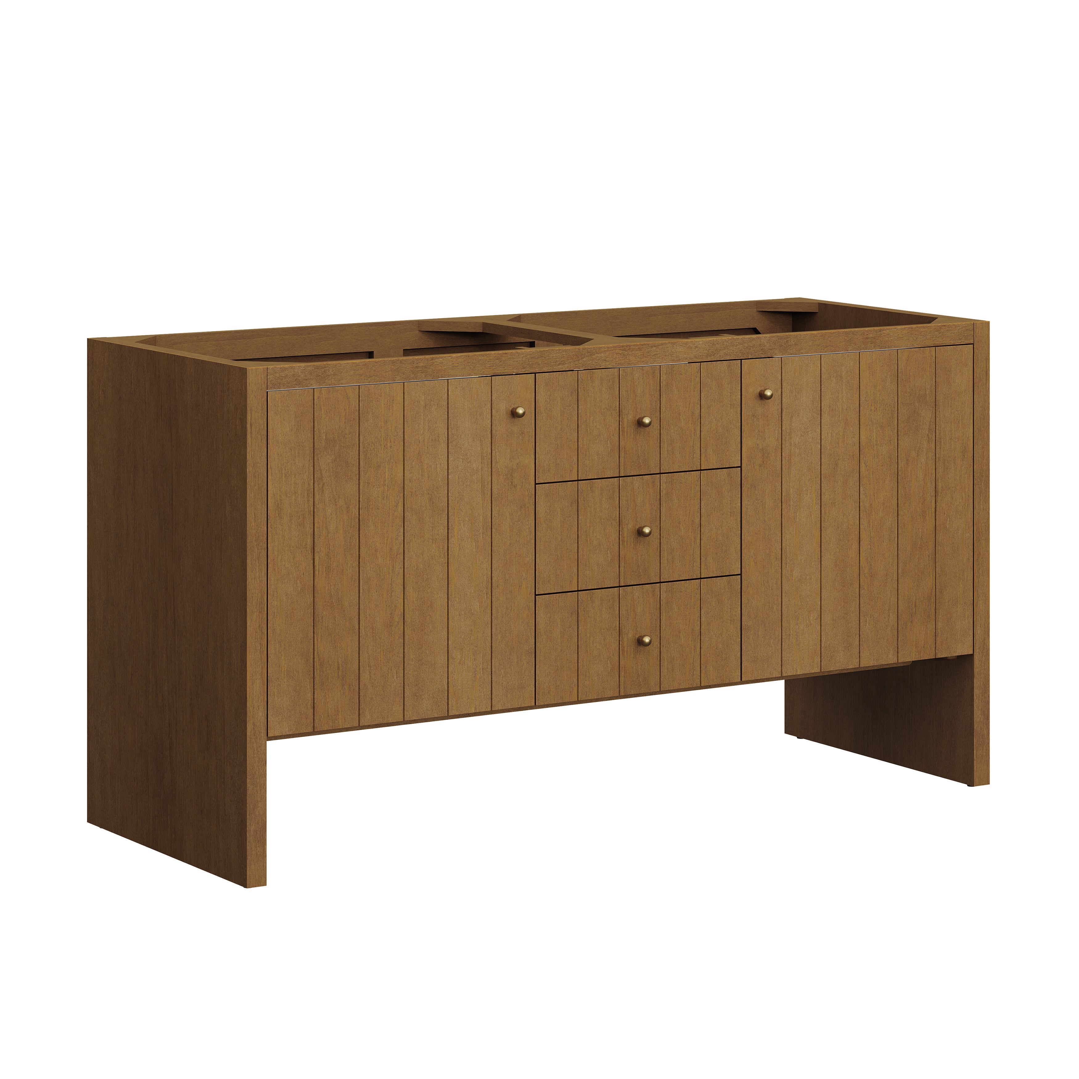 James Martin Hudson 60" Double Vanity in Honey Oak with 3cm Countertop and FreePower Wireless Charger
