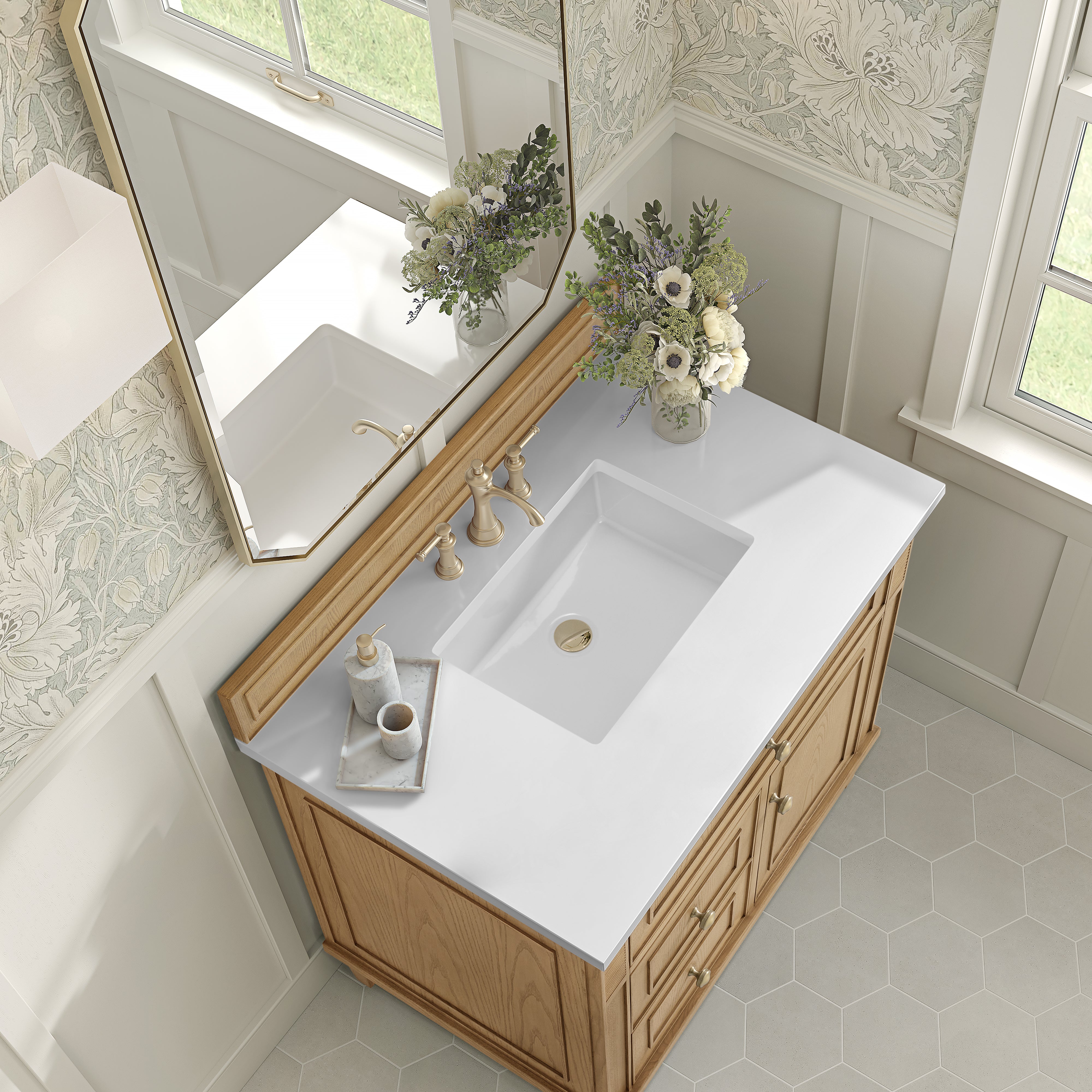 James Martin Lorelai 36" Single Vanity in Light Natural Oak with 3cm Countertop