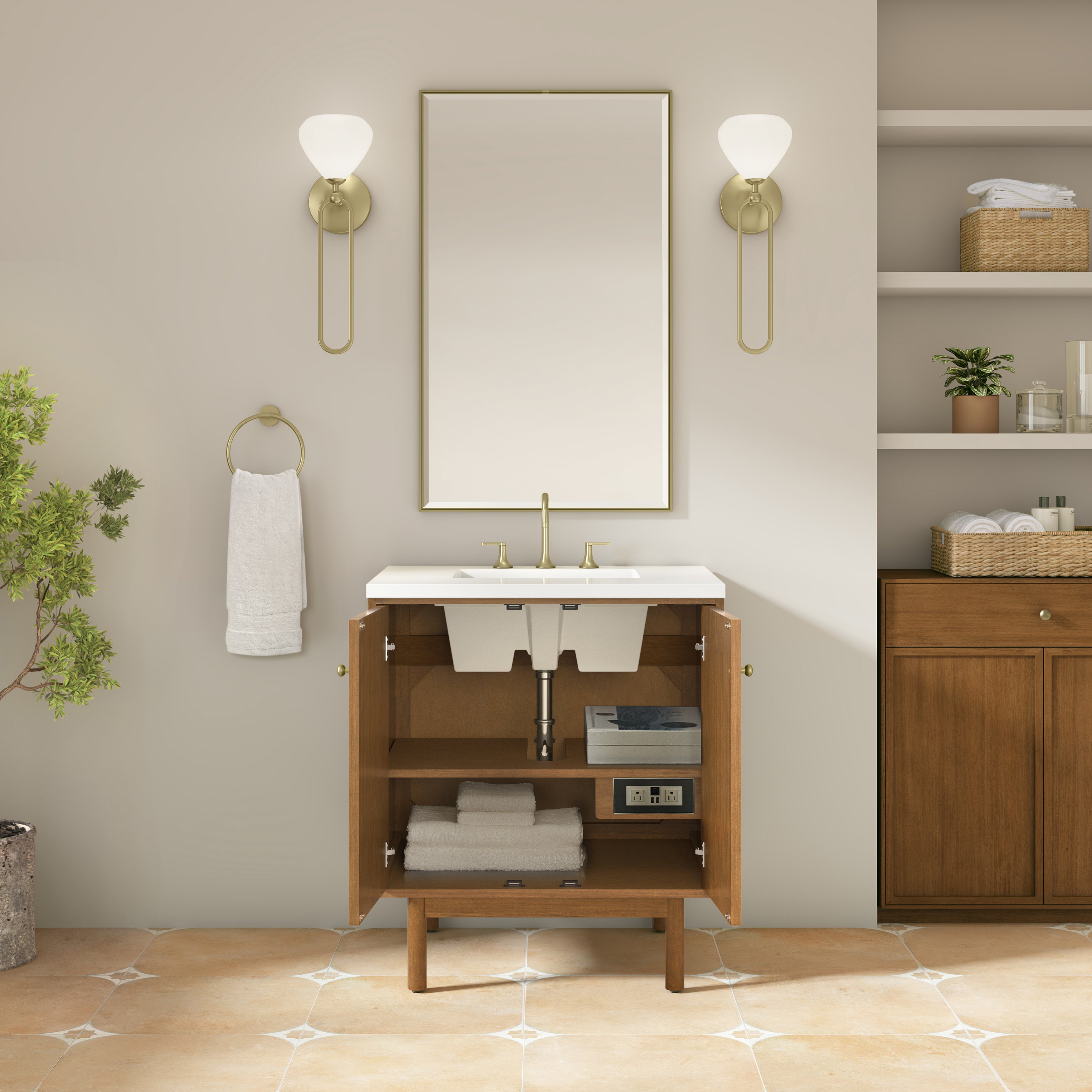 James Martin Laurent 30" Single Vanity in Honey Oak with 3cm Countertop