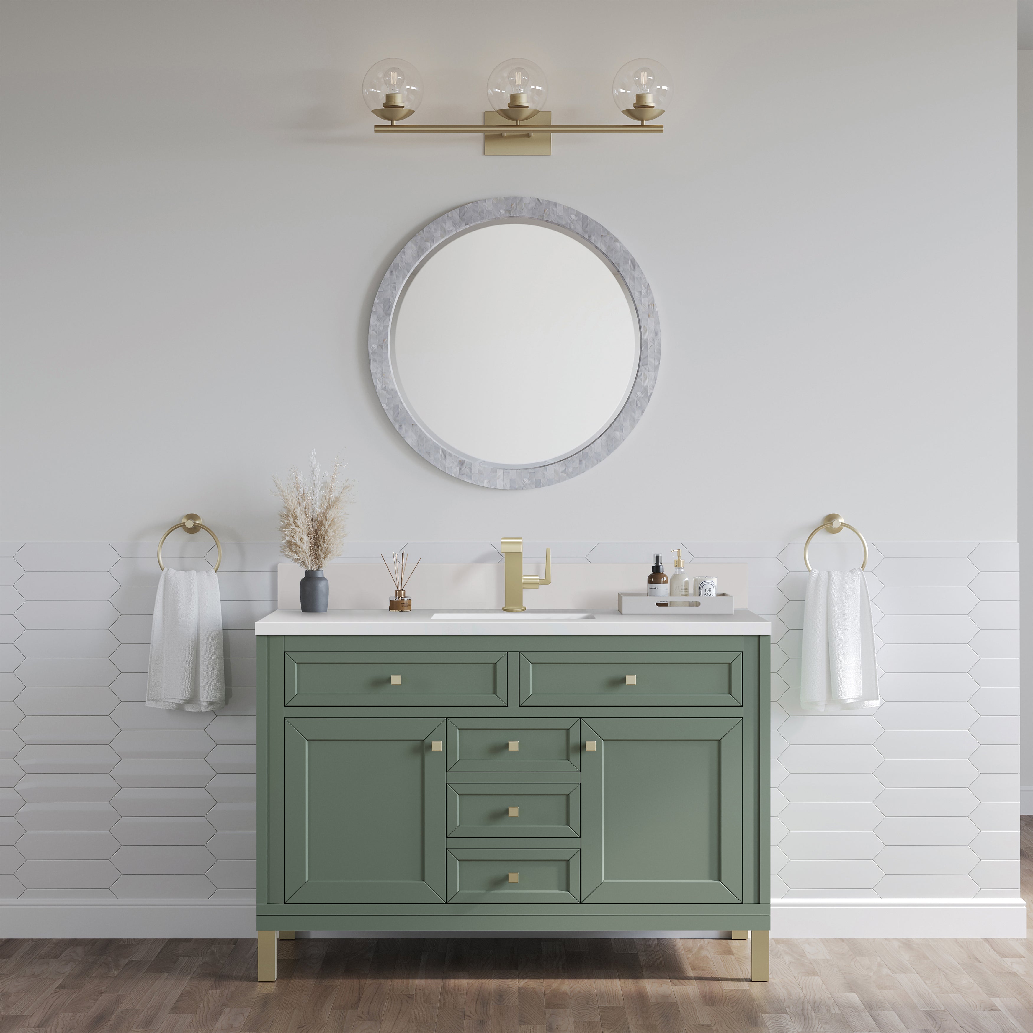 James Martin Chicago 48" Single Vanity in Smokey Celadon with 3cm Countertop