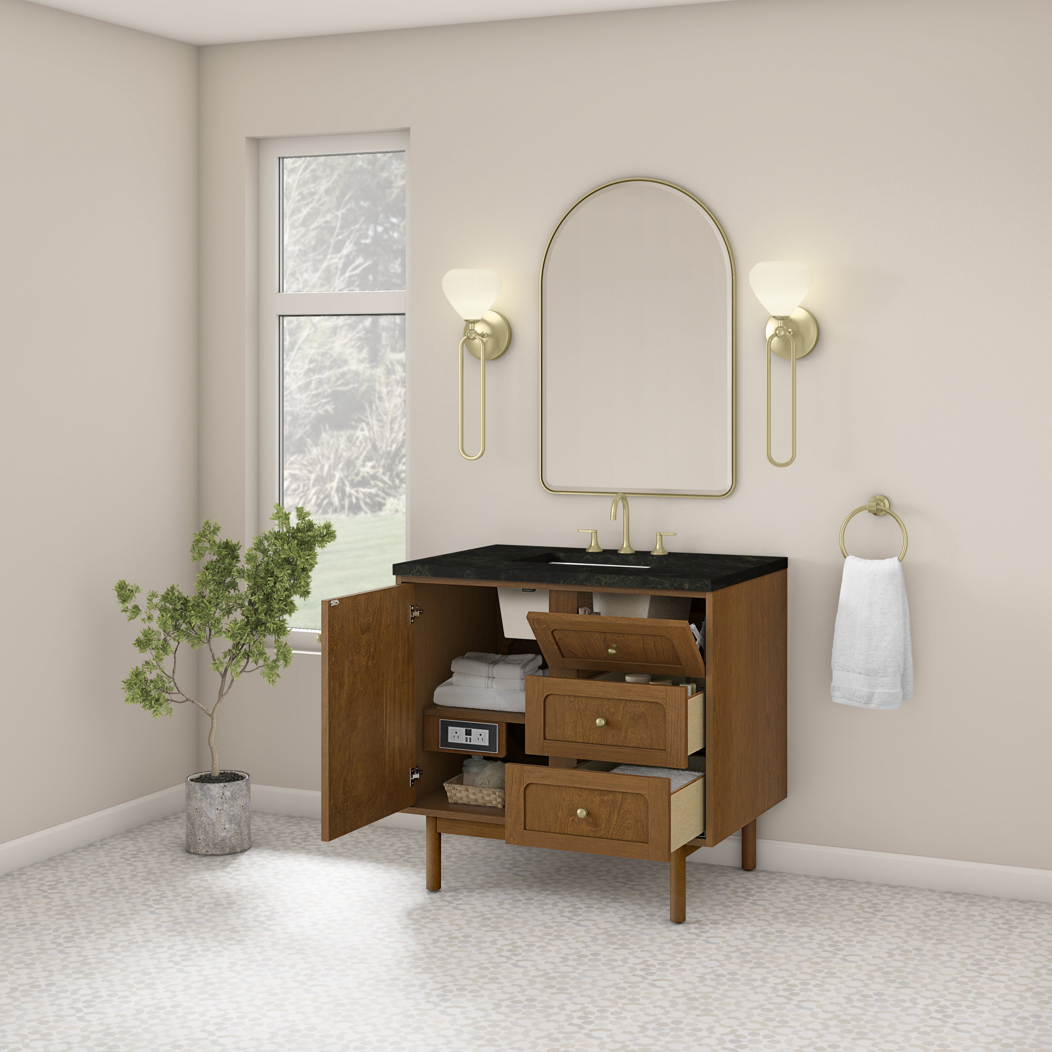 James Martin Laurent 36" Single Vanity in Honey Oak with 3cm Countertop