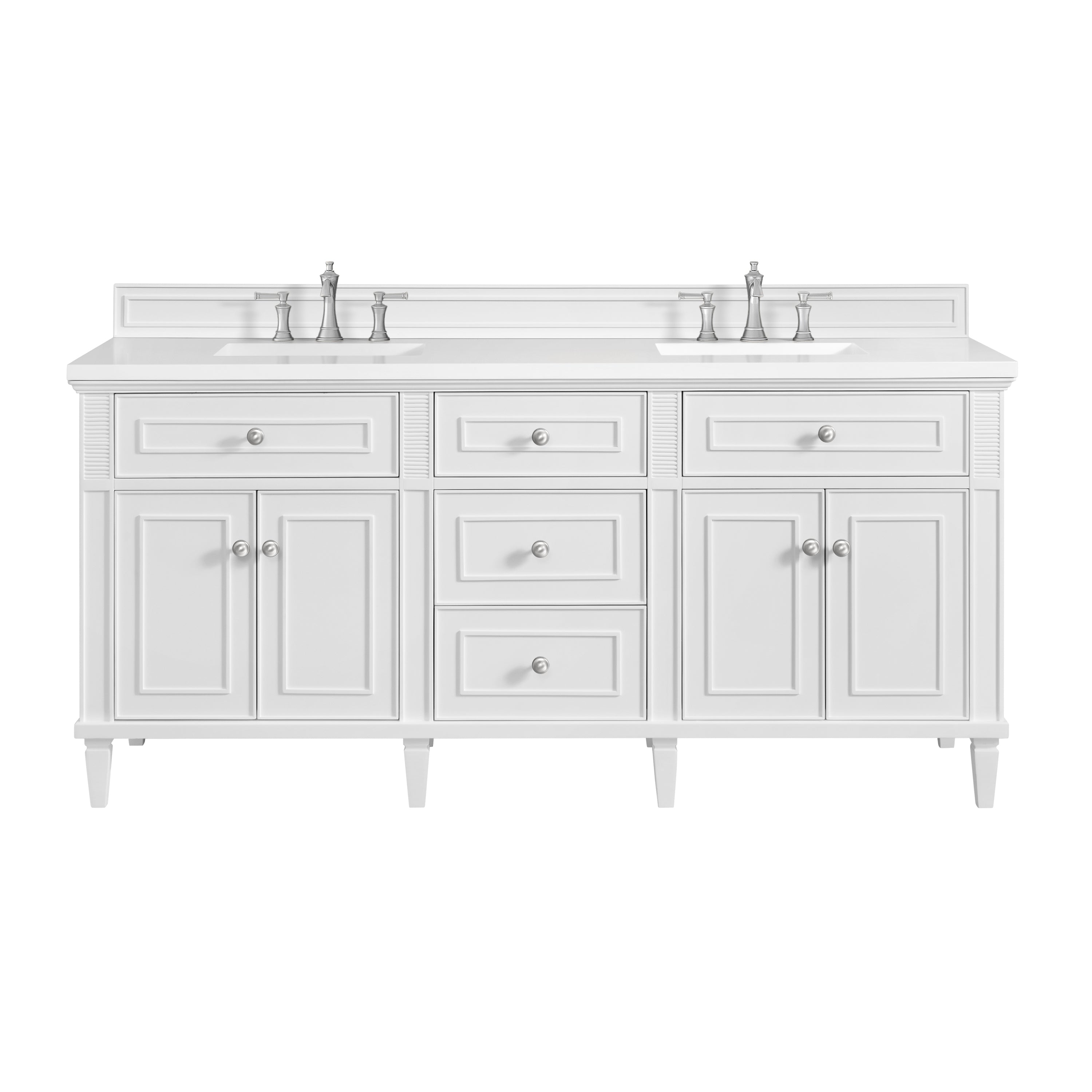 James Martin Lorelai 72" Double Vanity in Bright White with 3cm Countertop
