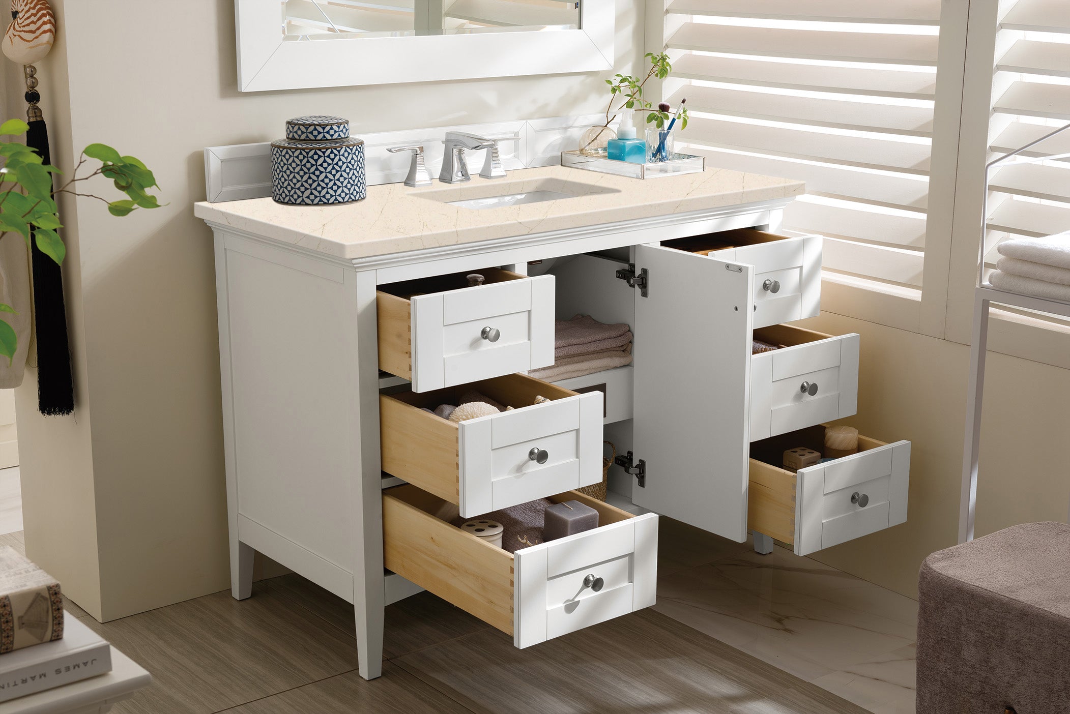 James Martin Palisades 48" Single Vanity in Bright White with 3cm Countertop