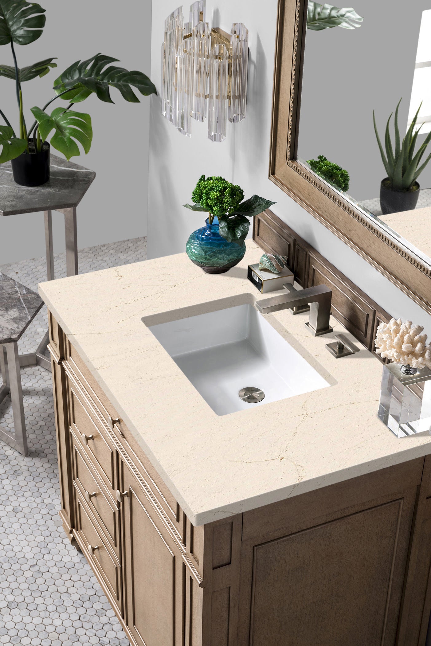James Martin Bristol 36" Single Vanity in Whitewashed Walnut with 3cm Countertop