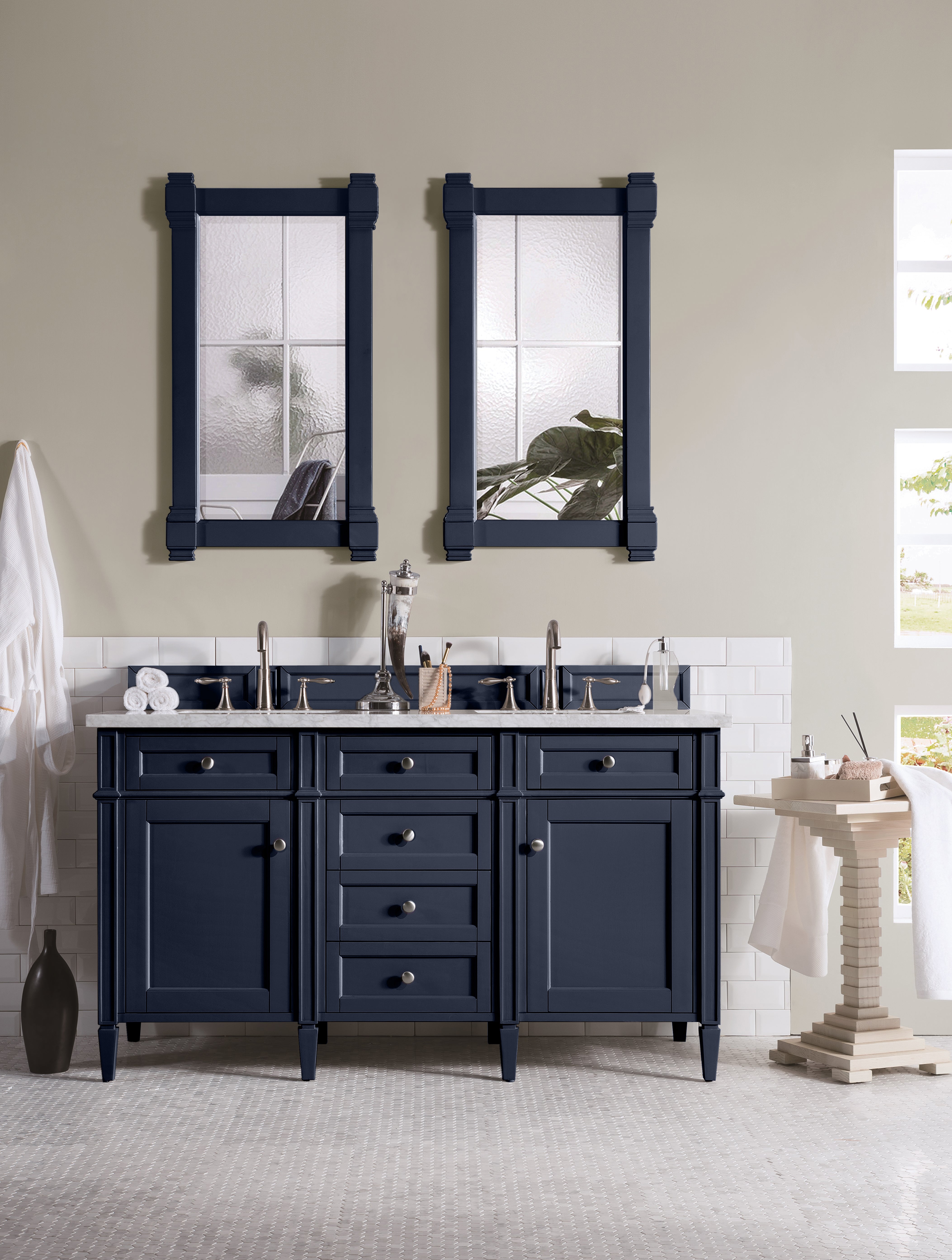 James Martin Brittany 60" Double Vanity in Victory Bleu with 3cm Countertop