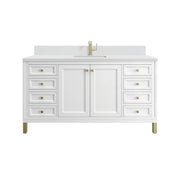 James Martin Chicago 60" Single Vanity in Glossy White with 3cm Countertop