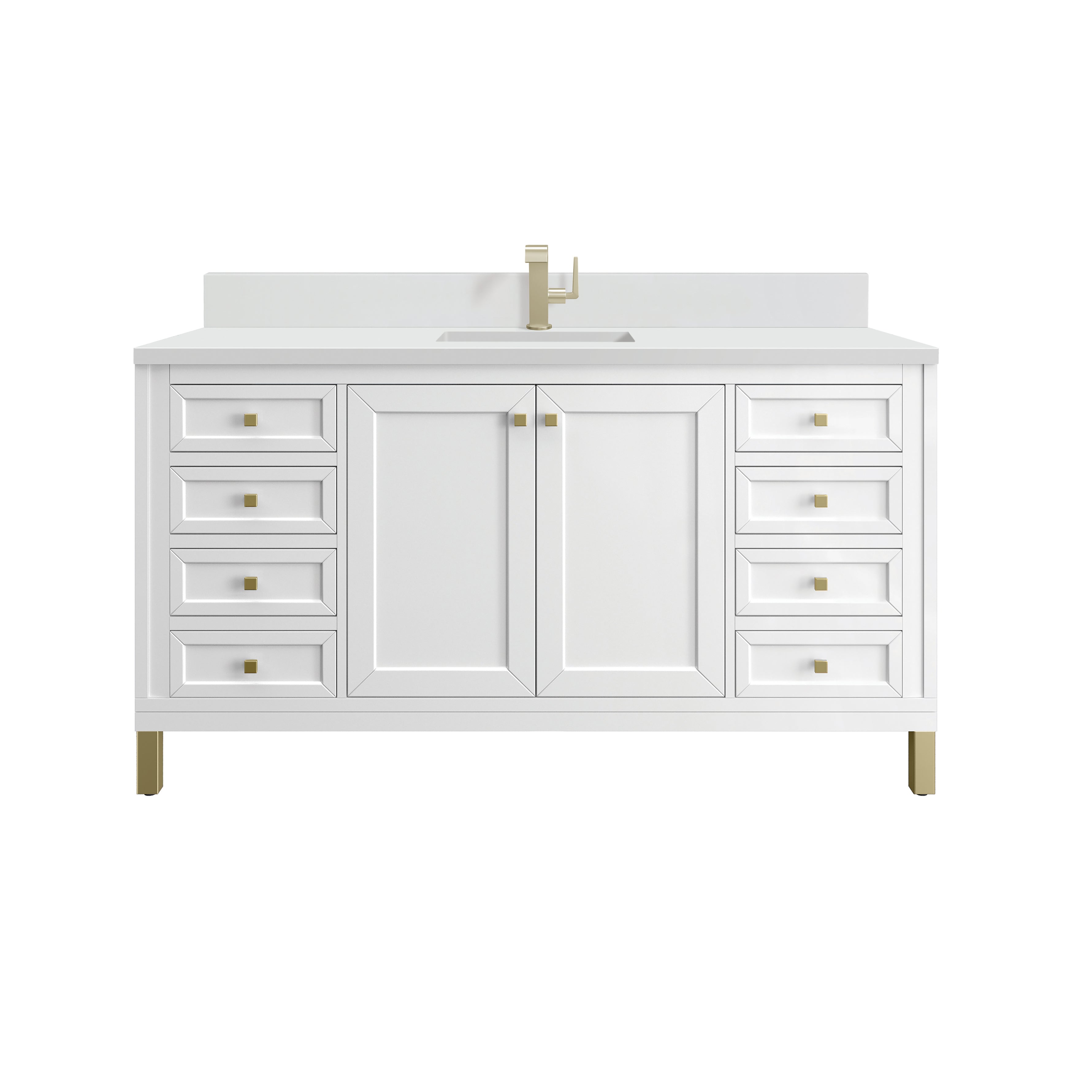 James Martin Chicago 60" Single Vanity in Glossy White with 3cm Countertop