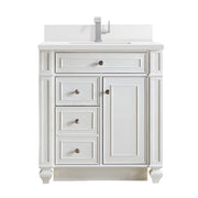 James Martin Bristol 30" Single Vanity in Bright White with 3cm Countertop