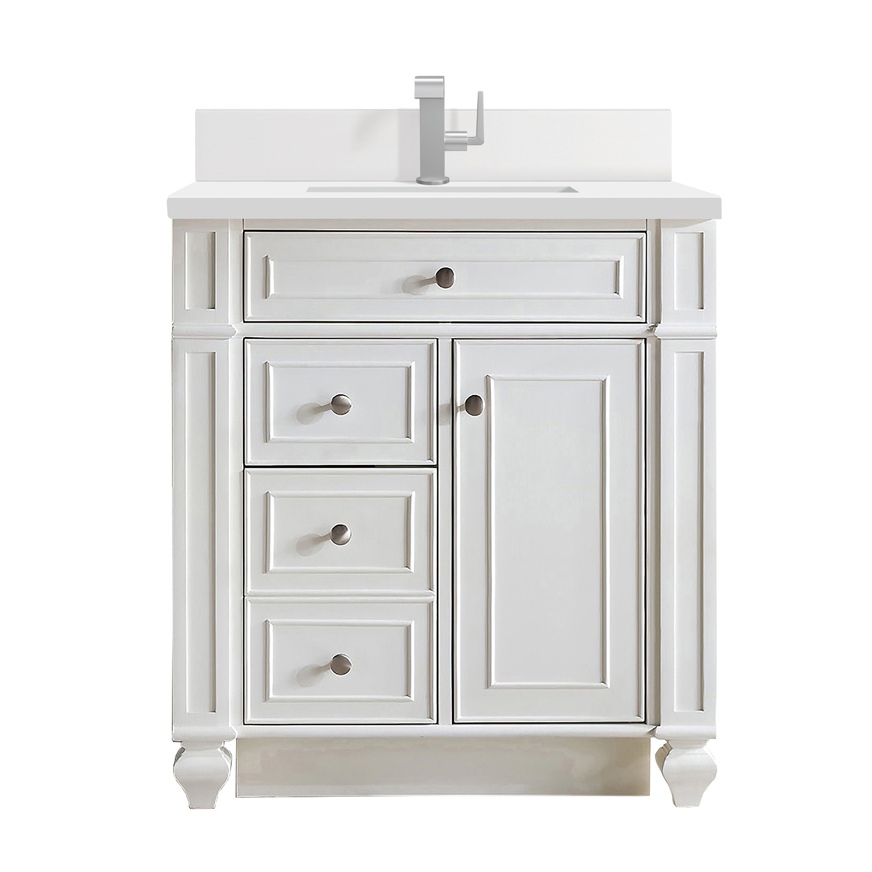 James Martin Bristol 30" Single Vanity in Bright White with 3cm Countertop