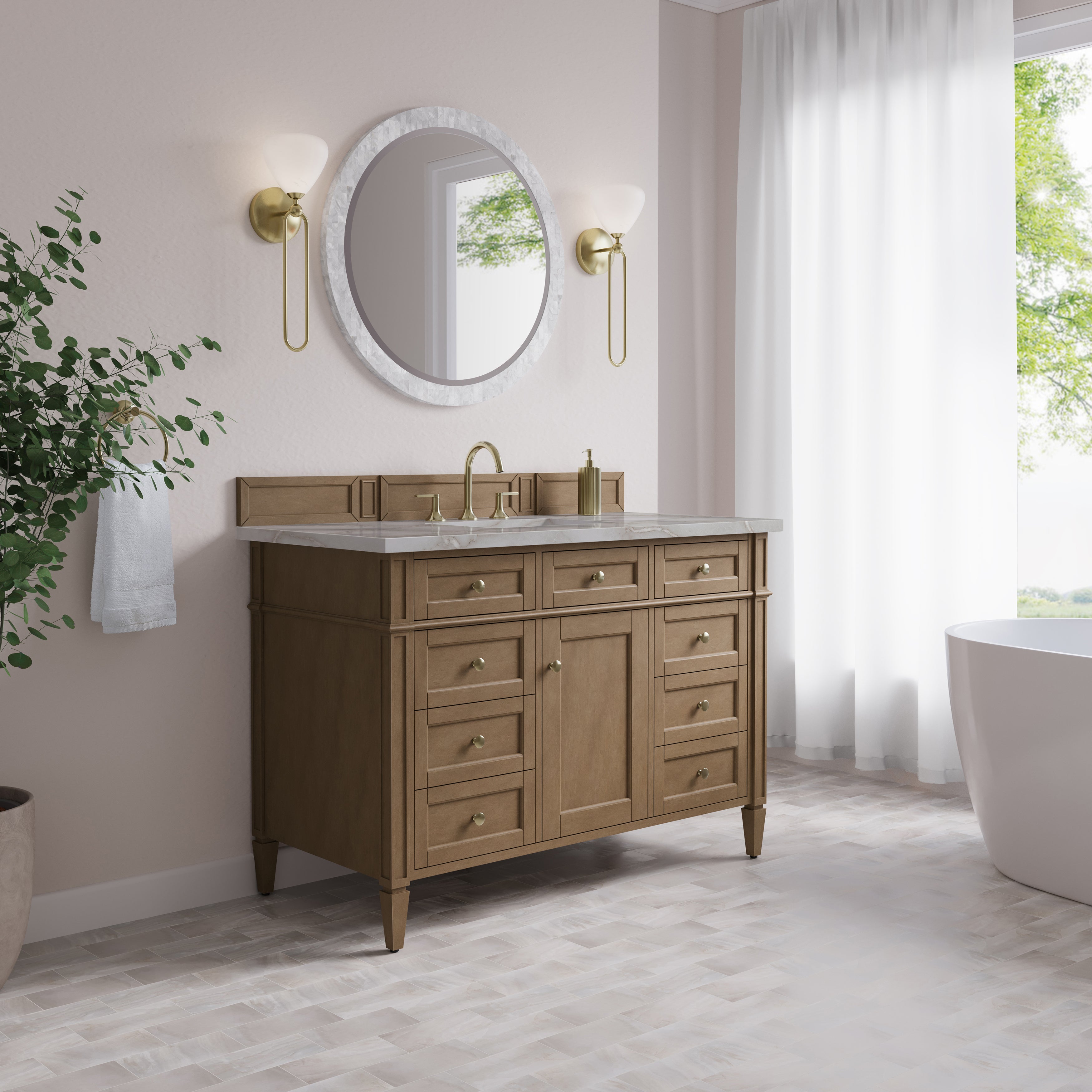 James Martin Brittany 48" Single Vanity in Pecan with 3cm Countertop