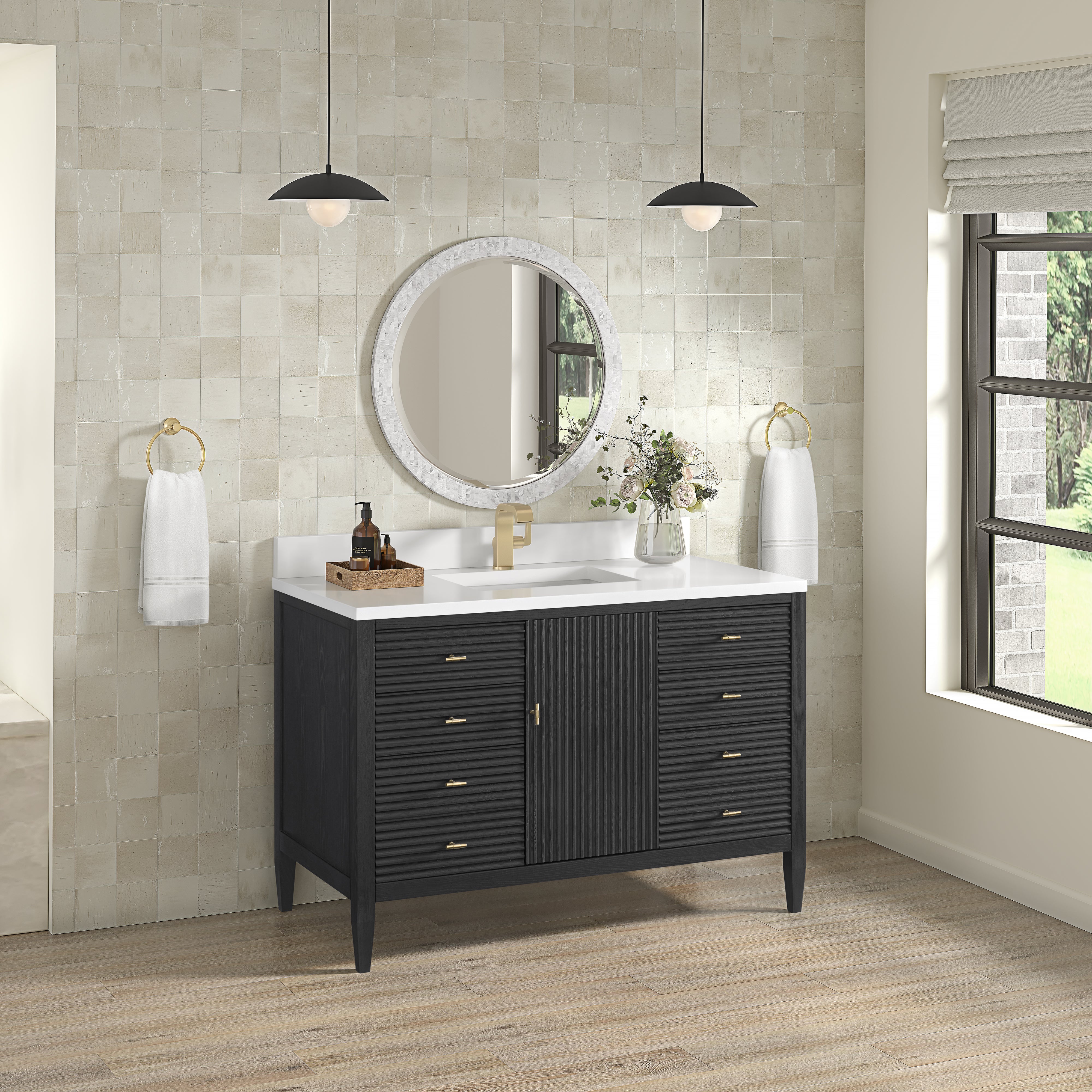 James Martin Myrrin 48" Single Vanity in Carbon Oak with 3cm Countertop