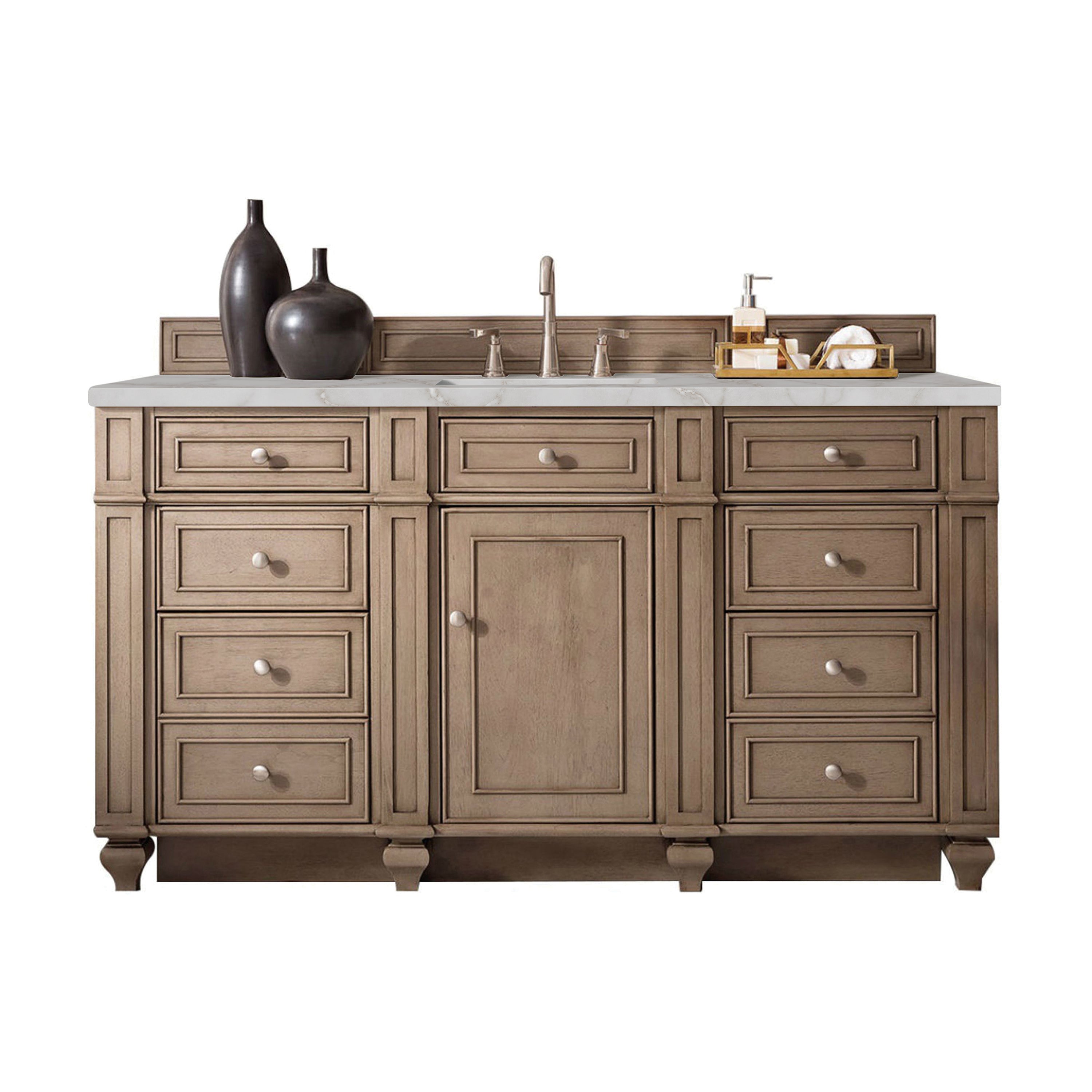James Martin Bristol 60" Single Vanity in Whitewashed Walnut with 3cm Countertop