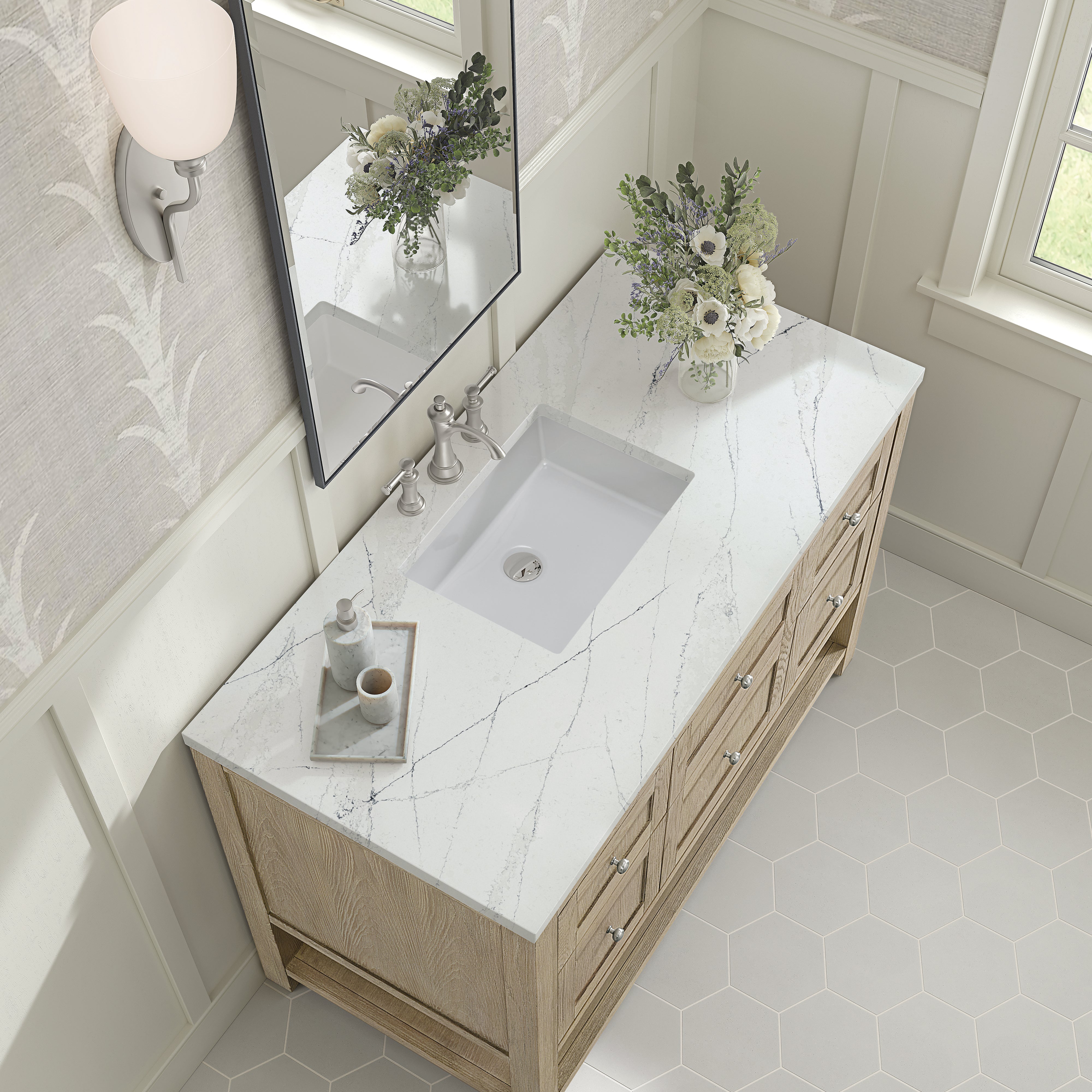 James Martin Breckenridge 48" Single Vanity in Whitewashed Oak with 3cm Countertop