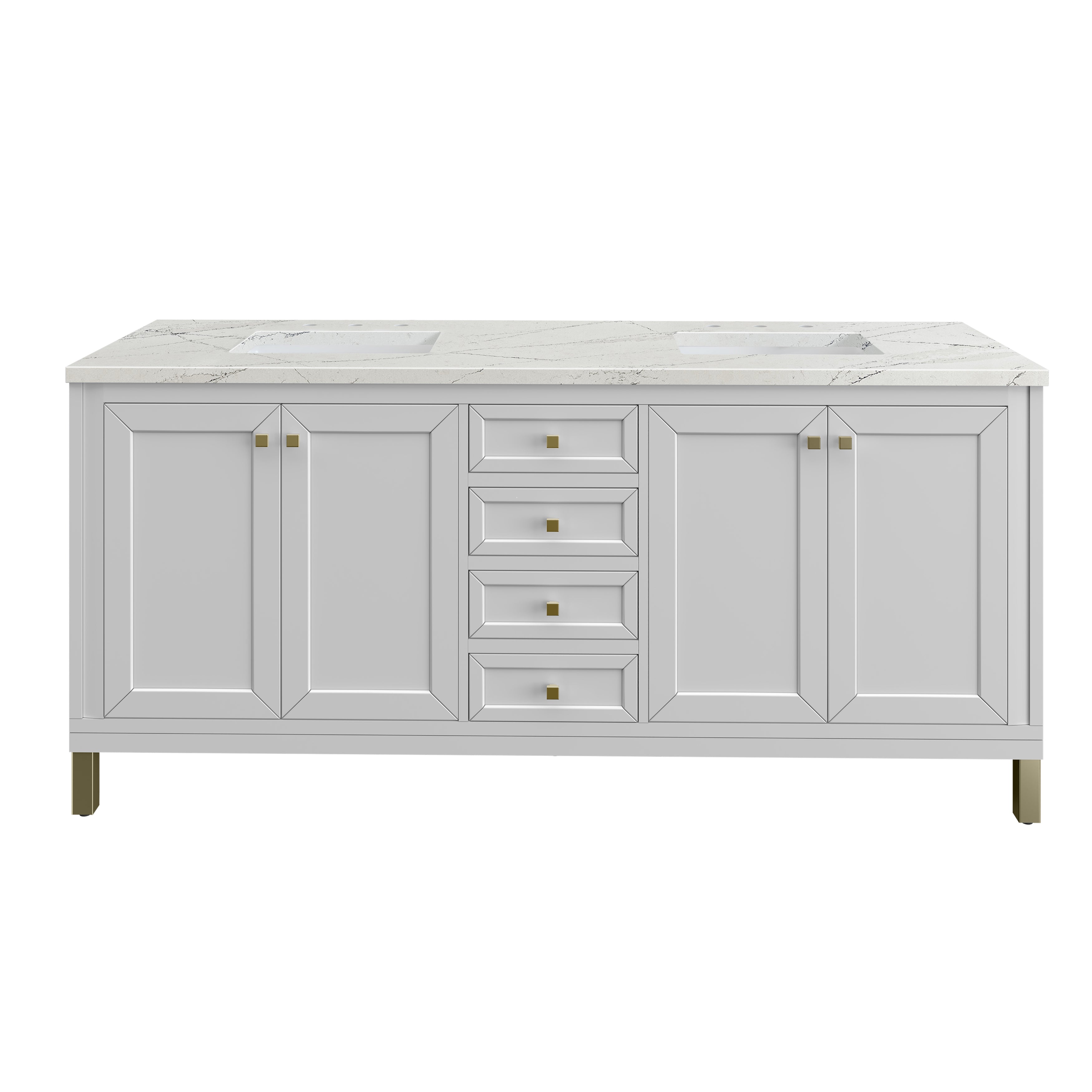James Martin Chicago 72" Double Vanity in Glossy White with 3cm Countertop
