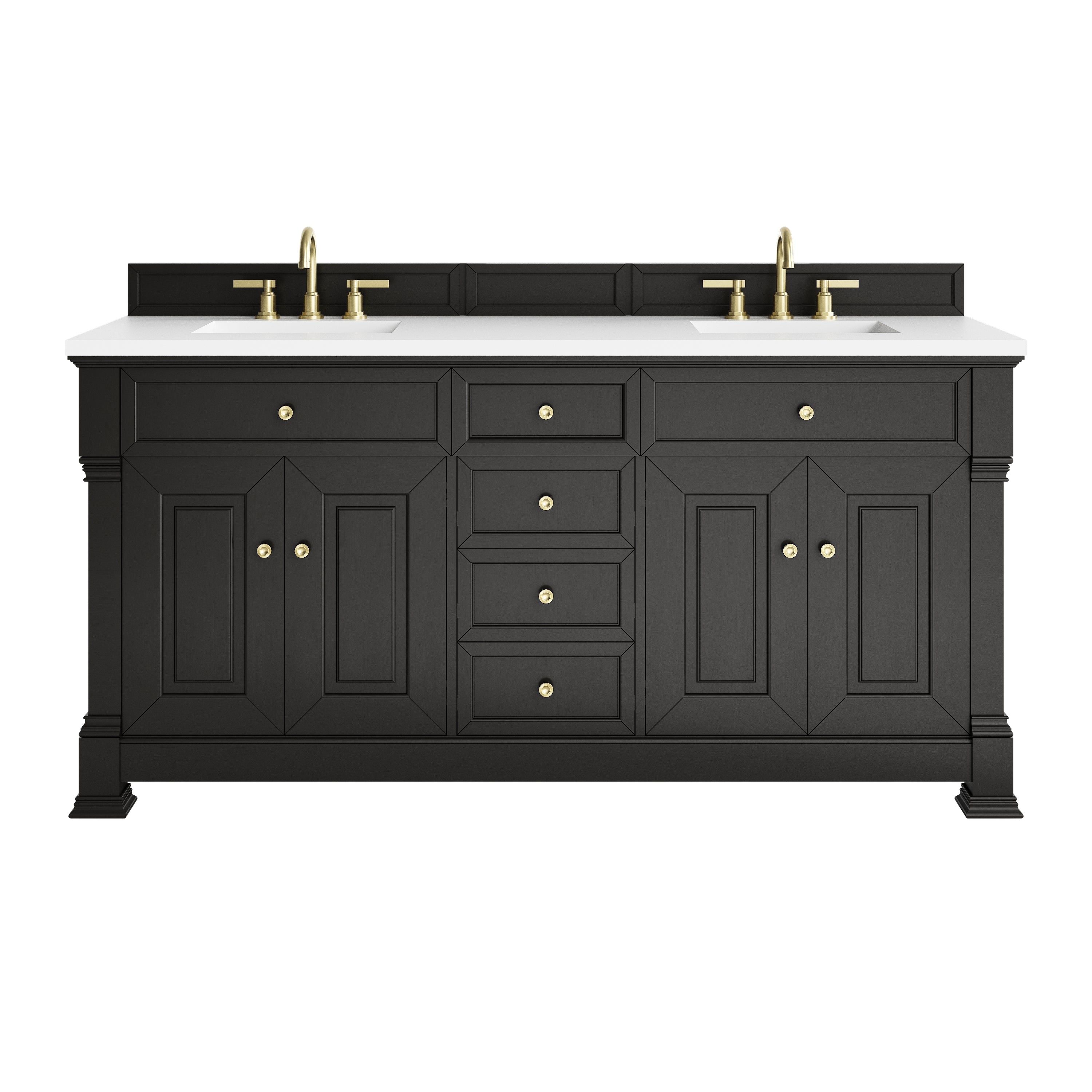 James Martin Brookfield 72" Double Vanity in Black Onyx with 3cm Countertop