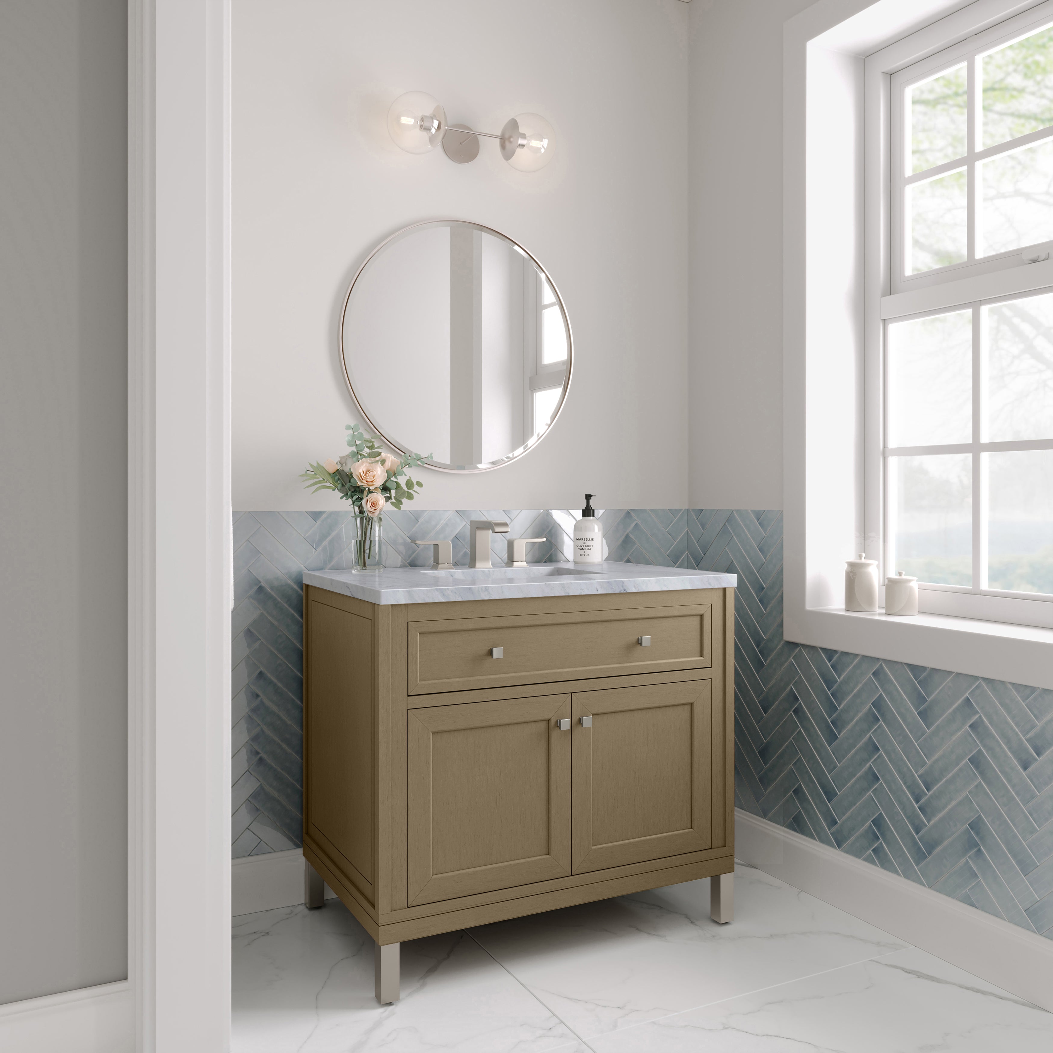 James Martin Chicago 36" Single Vanity in Walnut Whisper with 3cm Countertop