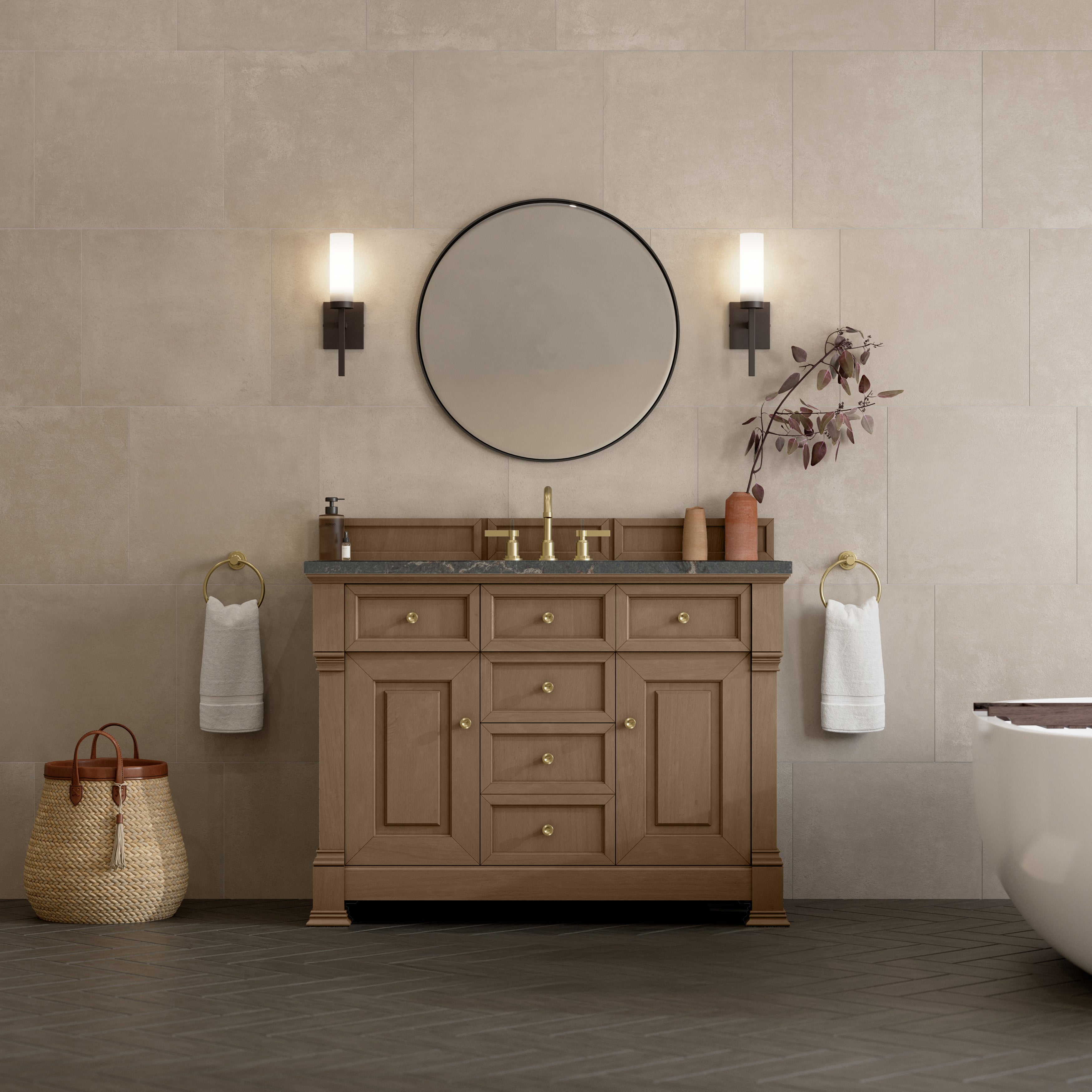 James Martin Brookfield 48" Single Vanity in Pecan with 3cm Countertop