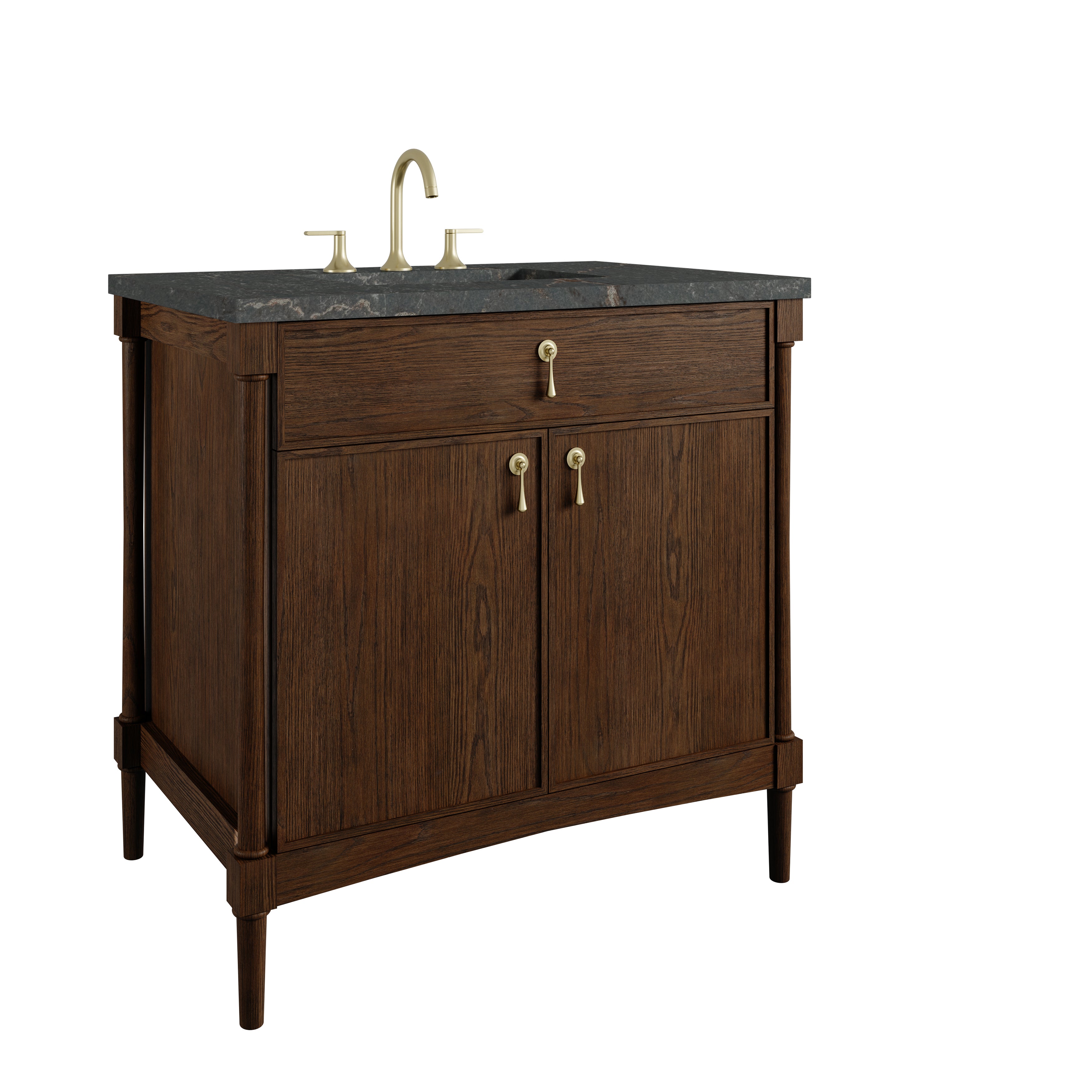 James Martin Kinnsden 36" Single Vanity in Sable Oak with 3cm Countertop