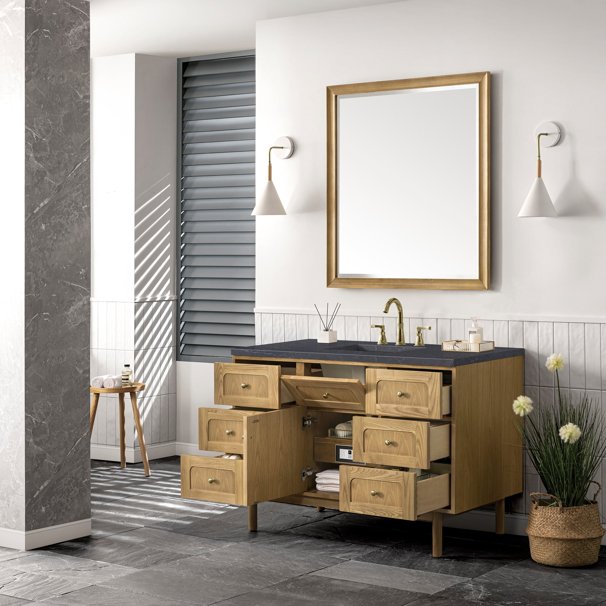 James Martin Laurent 48" Single Vanity in Light Natural Oak with 3cm Countertop