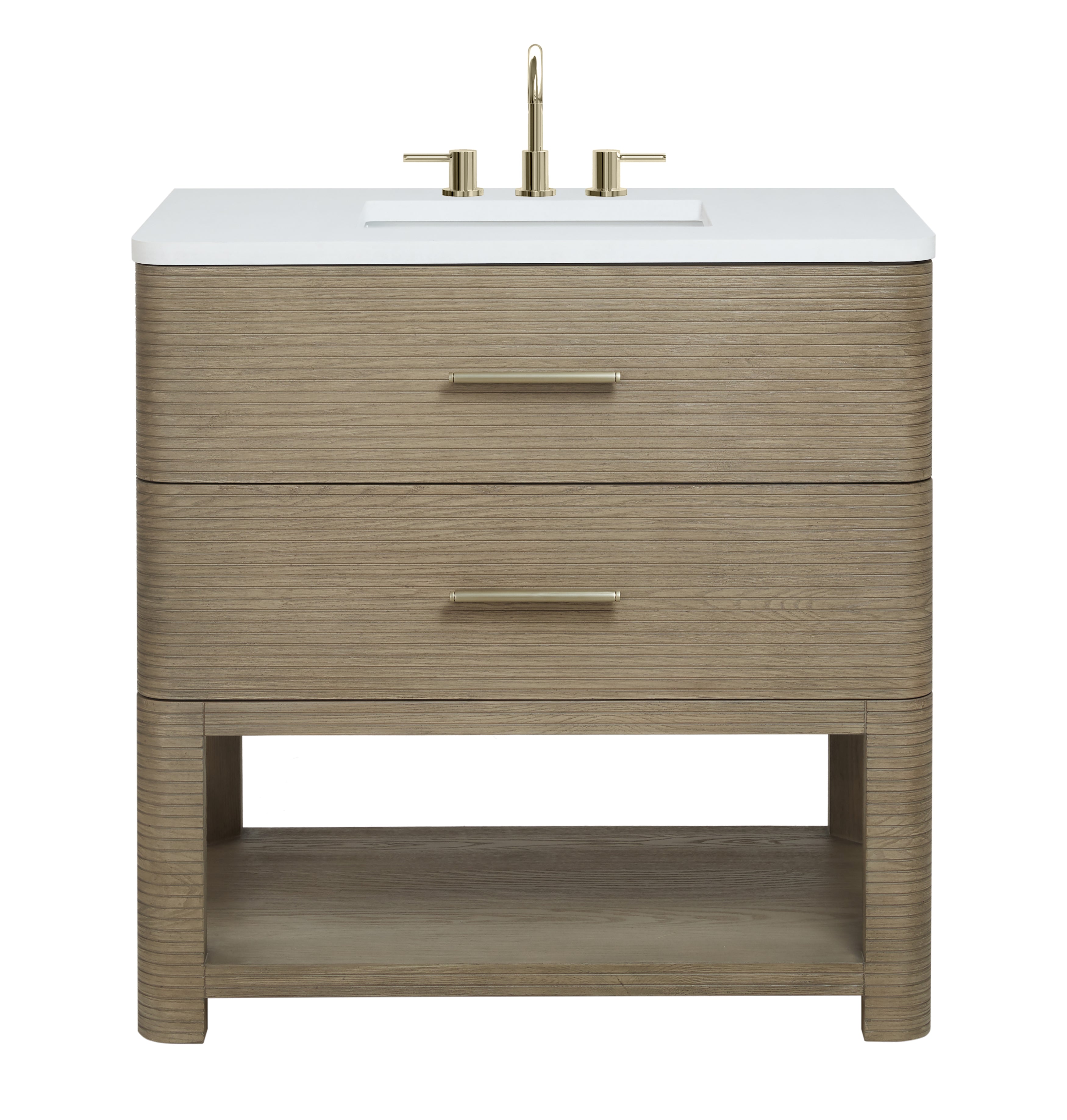 James Martin Lucian 36" Single Vanity in Pebble Oak with 3cm Countertop