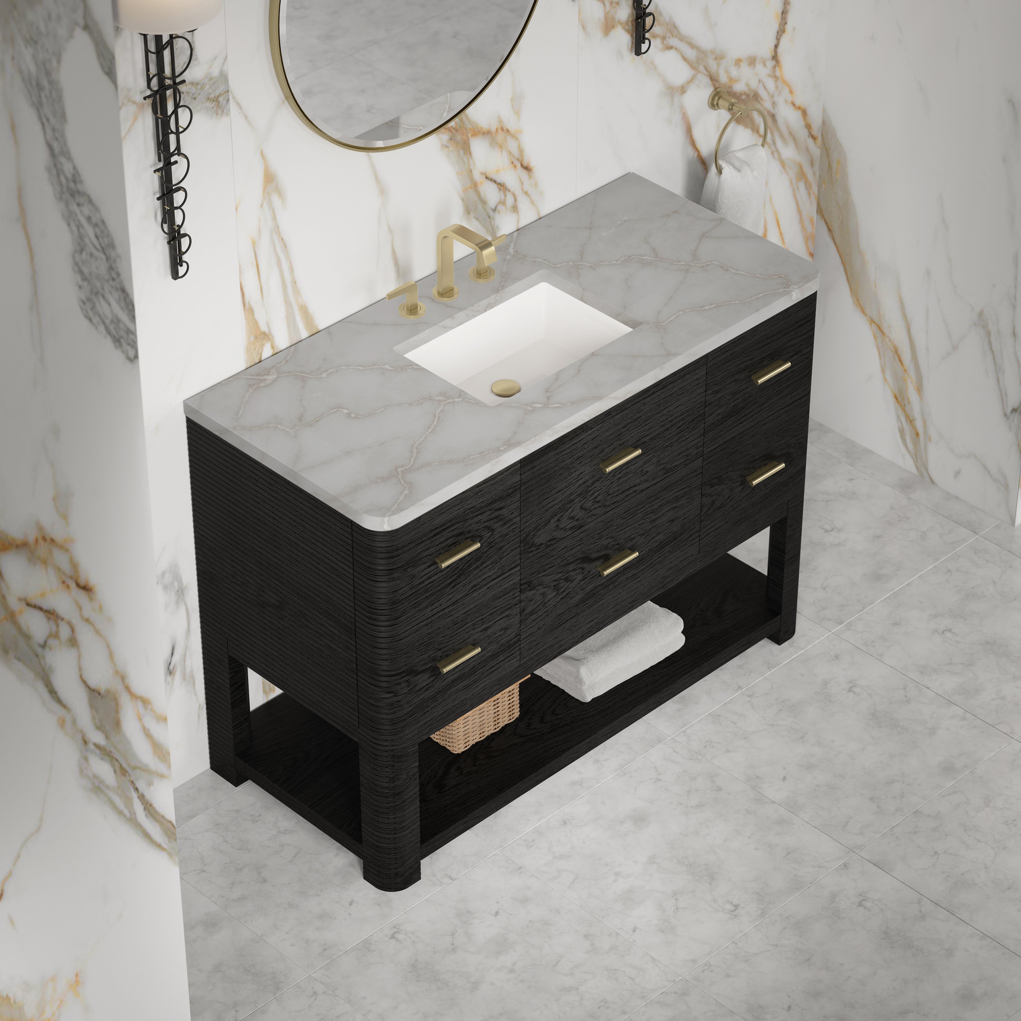James Martin Lucian 48" Single Vanity in Carbon Oak with 3cm Countertop