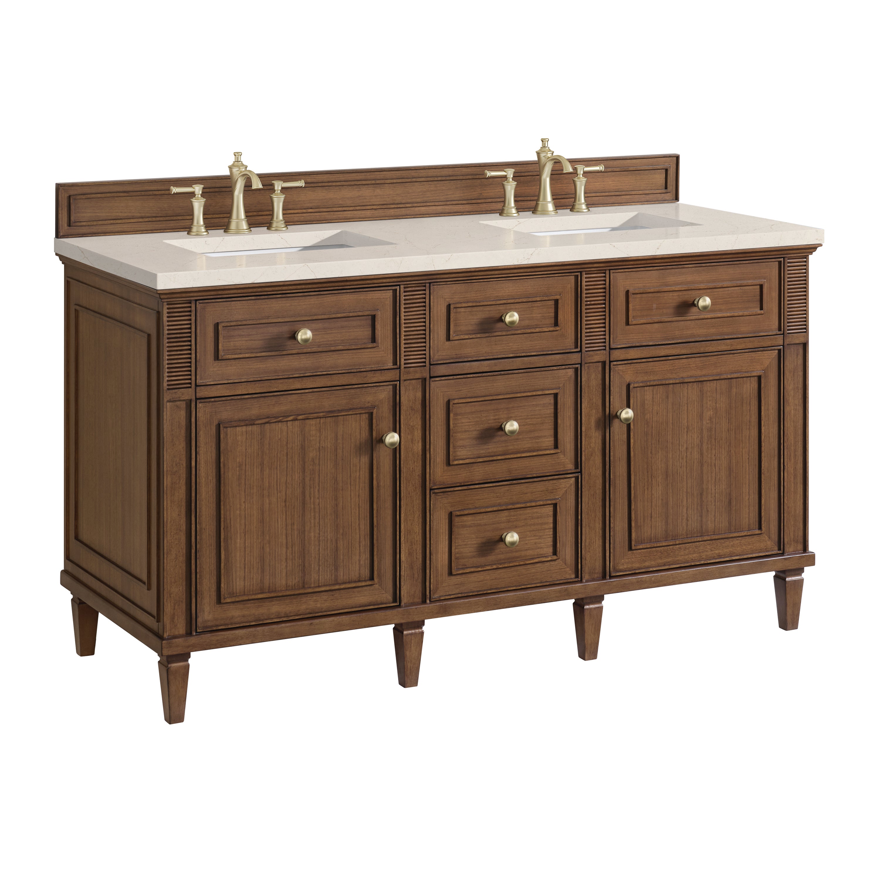 James Martin Lorelai 60" Double Vanity in Mid-Century Walnut with 3cm Countertop
