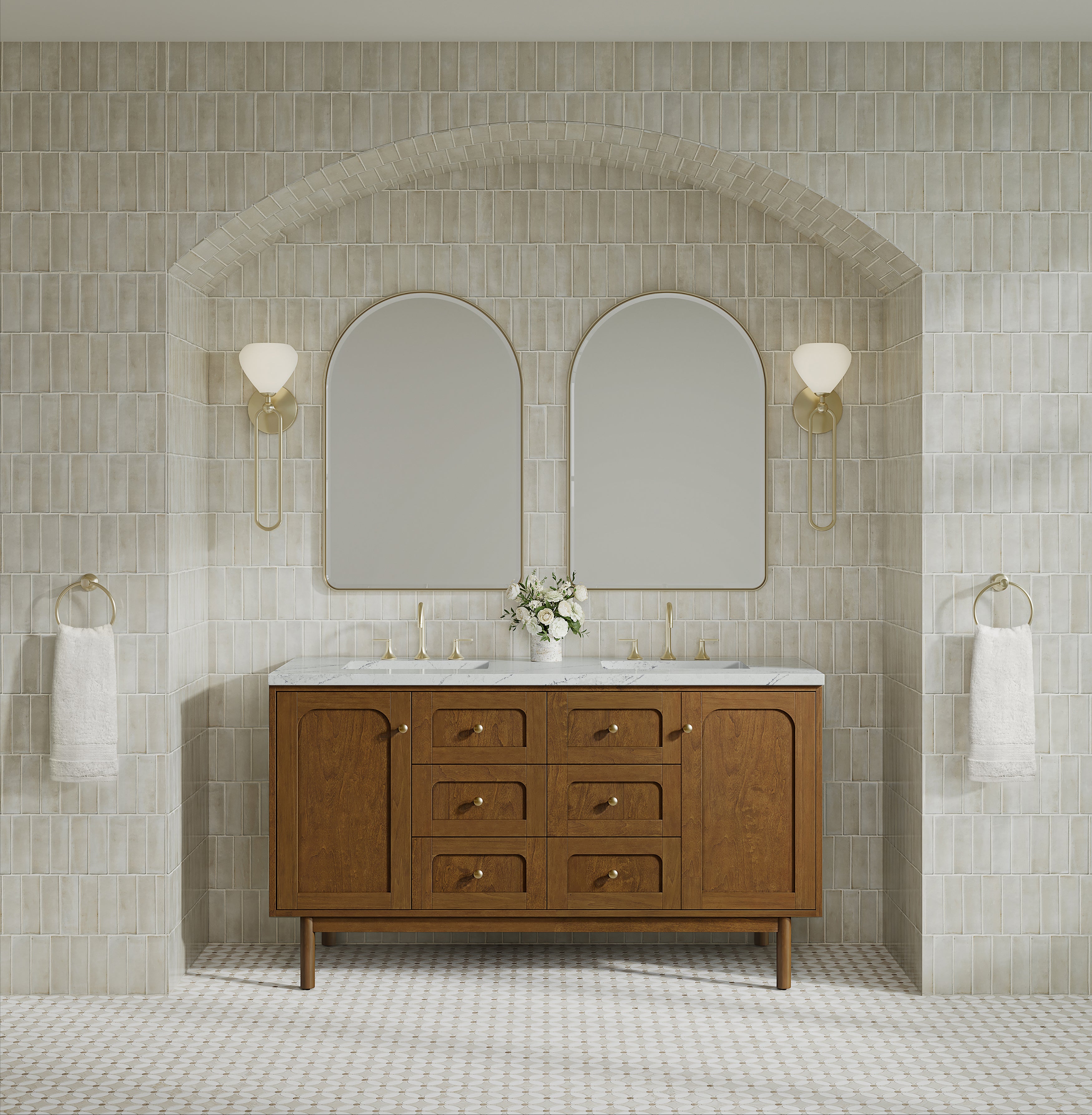 James Martin Laurent 60" Double Vanity in Honey Oak with 3cm Countertop