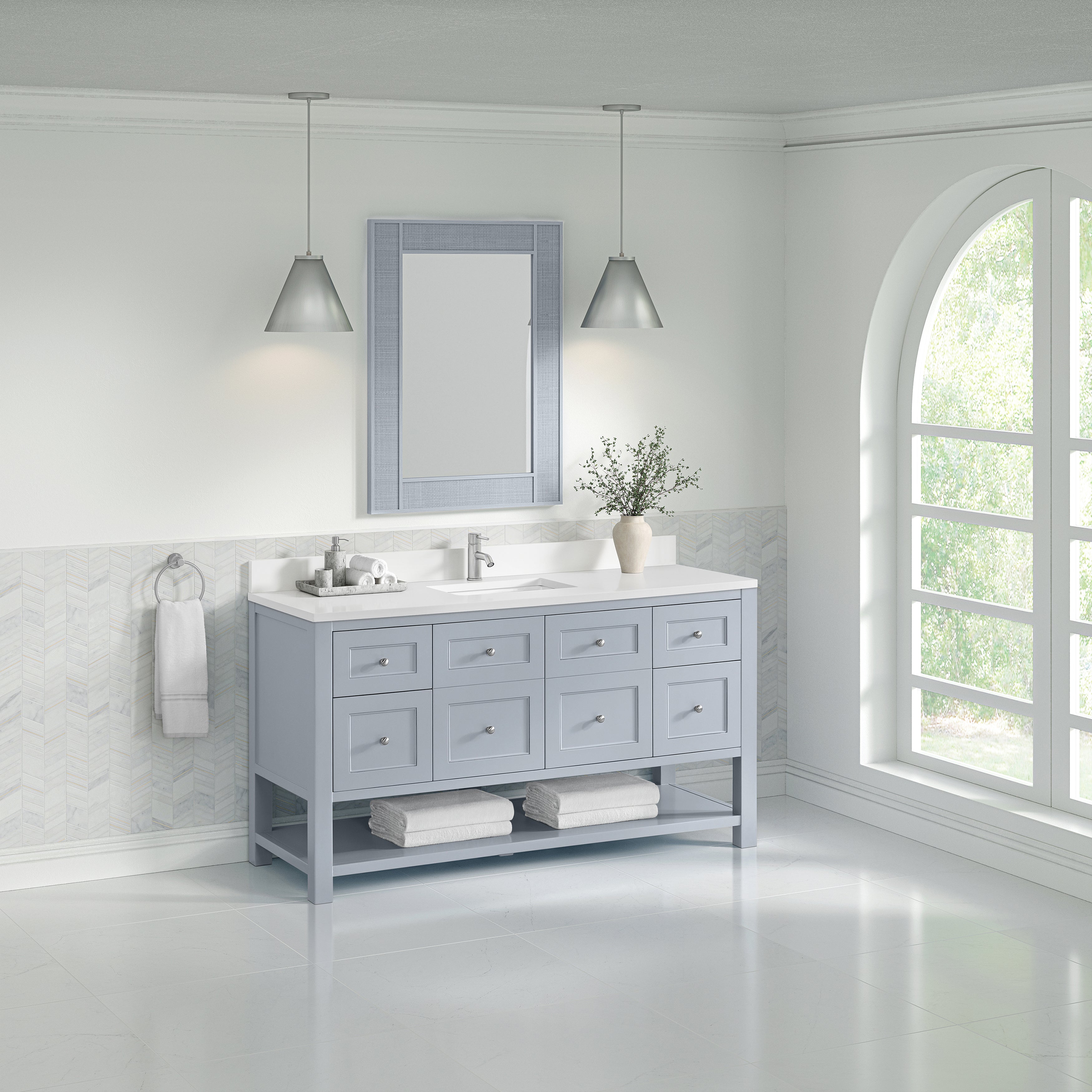 James Martin Breckenridge 60" Single Vanity in Serenity Blue with 3cm Countertop