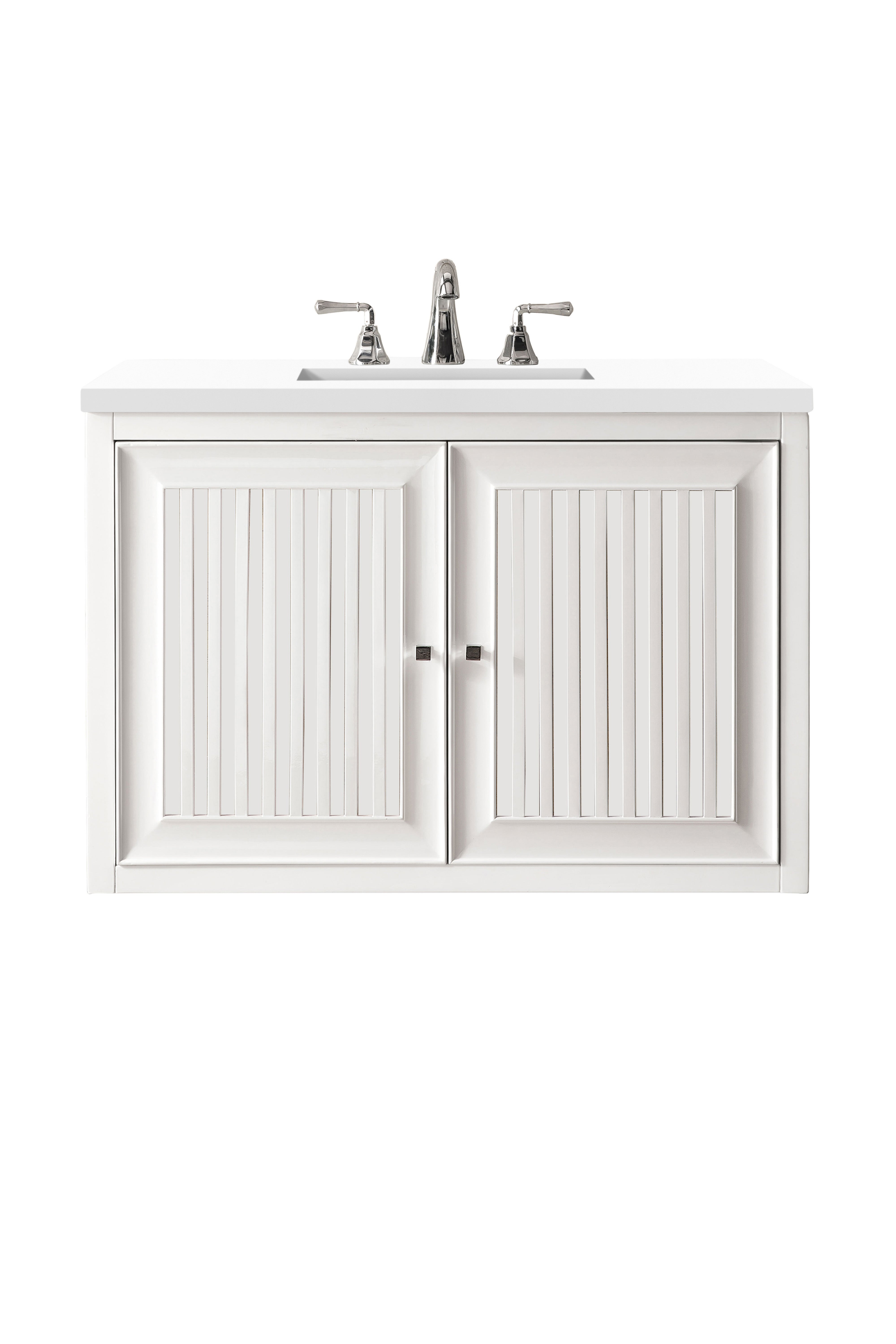 James Martin Athens 30" Single Vanity in Glossy White with 3cm Countertop