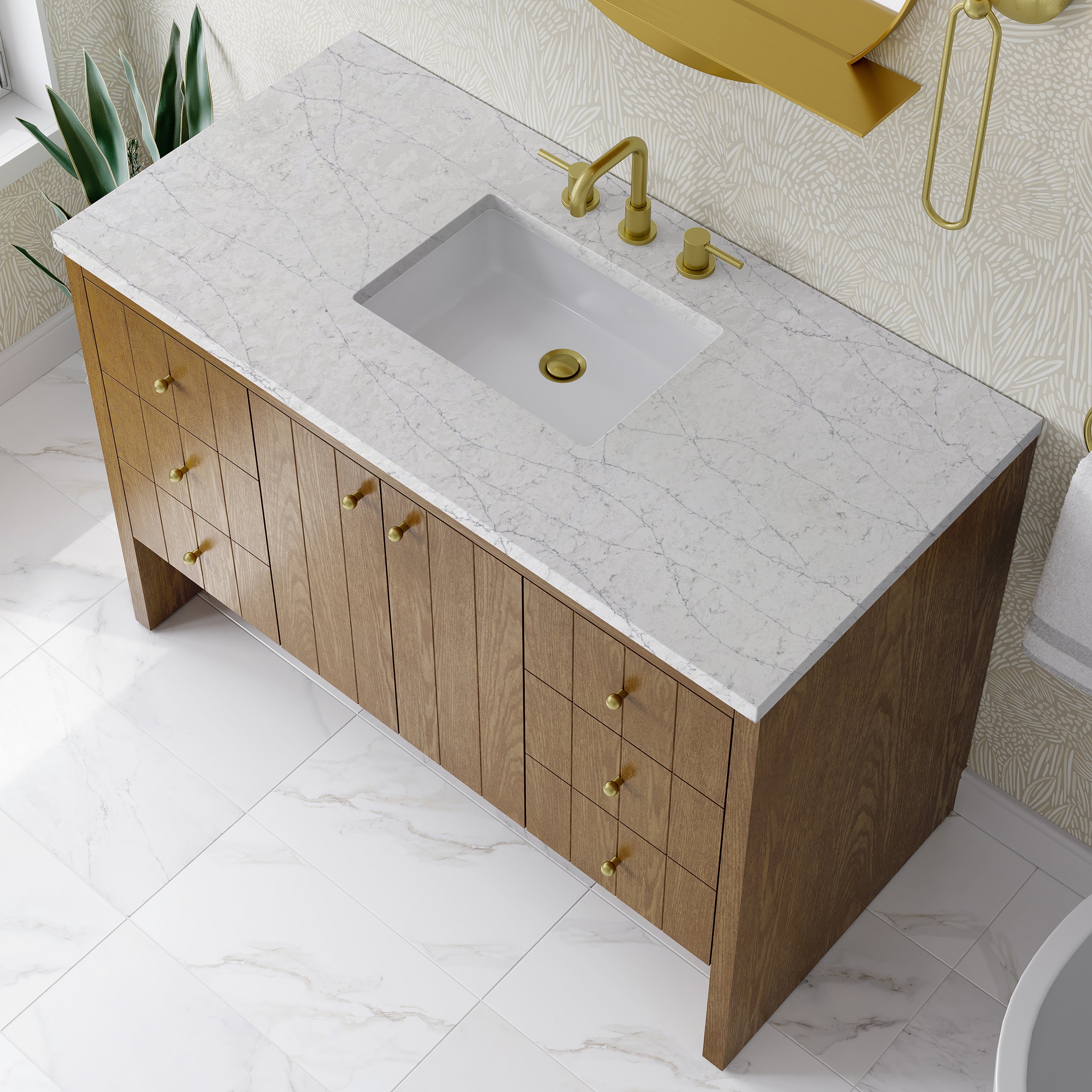 James Martin Hudson 48" Single Vanity in Honey Oak with 3cm Countertop