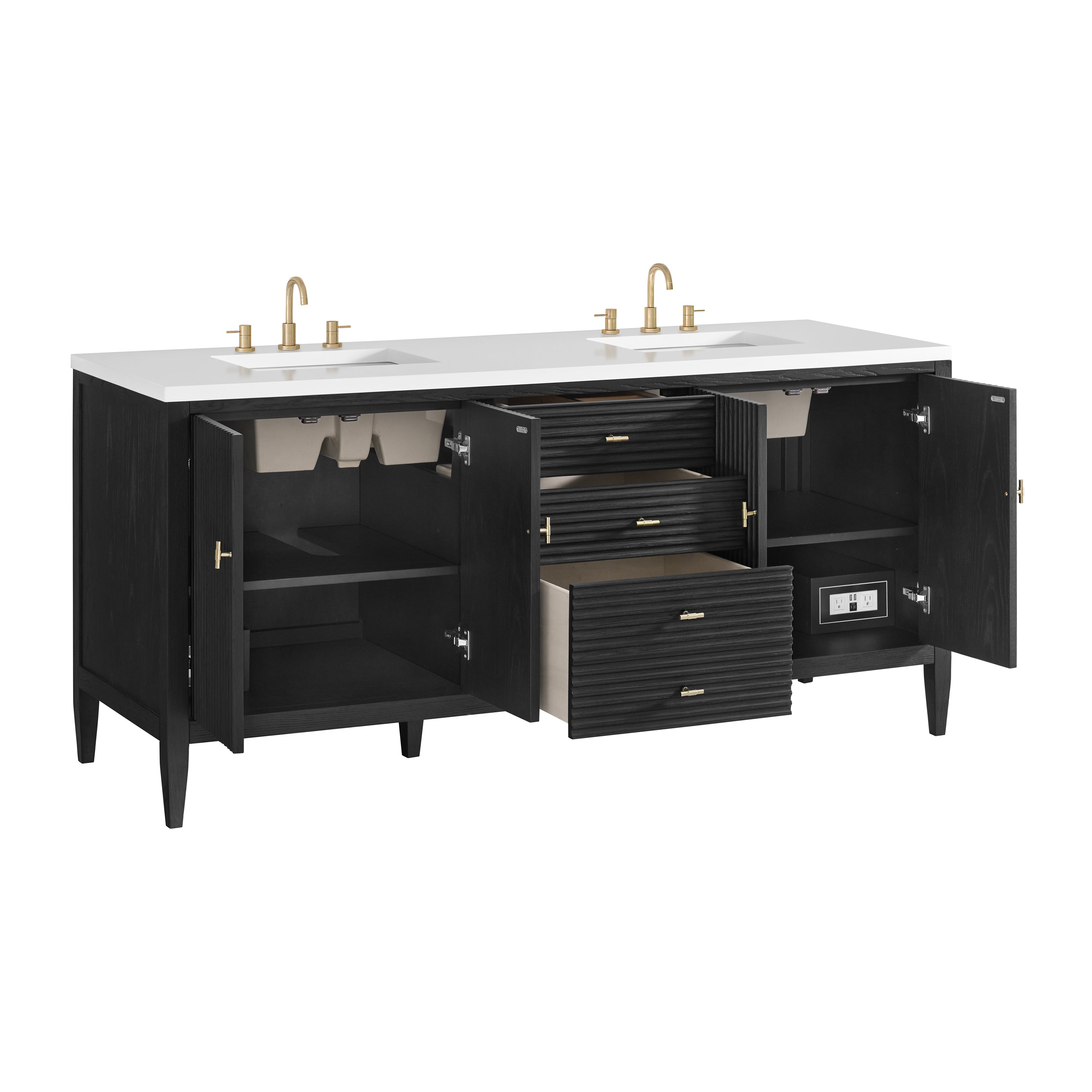 James Martin Myrrin 72" Double Vanity in Carbon Oak with 3cm Countertop