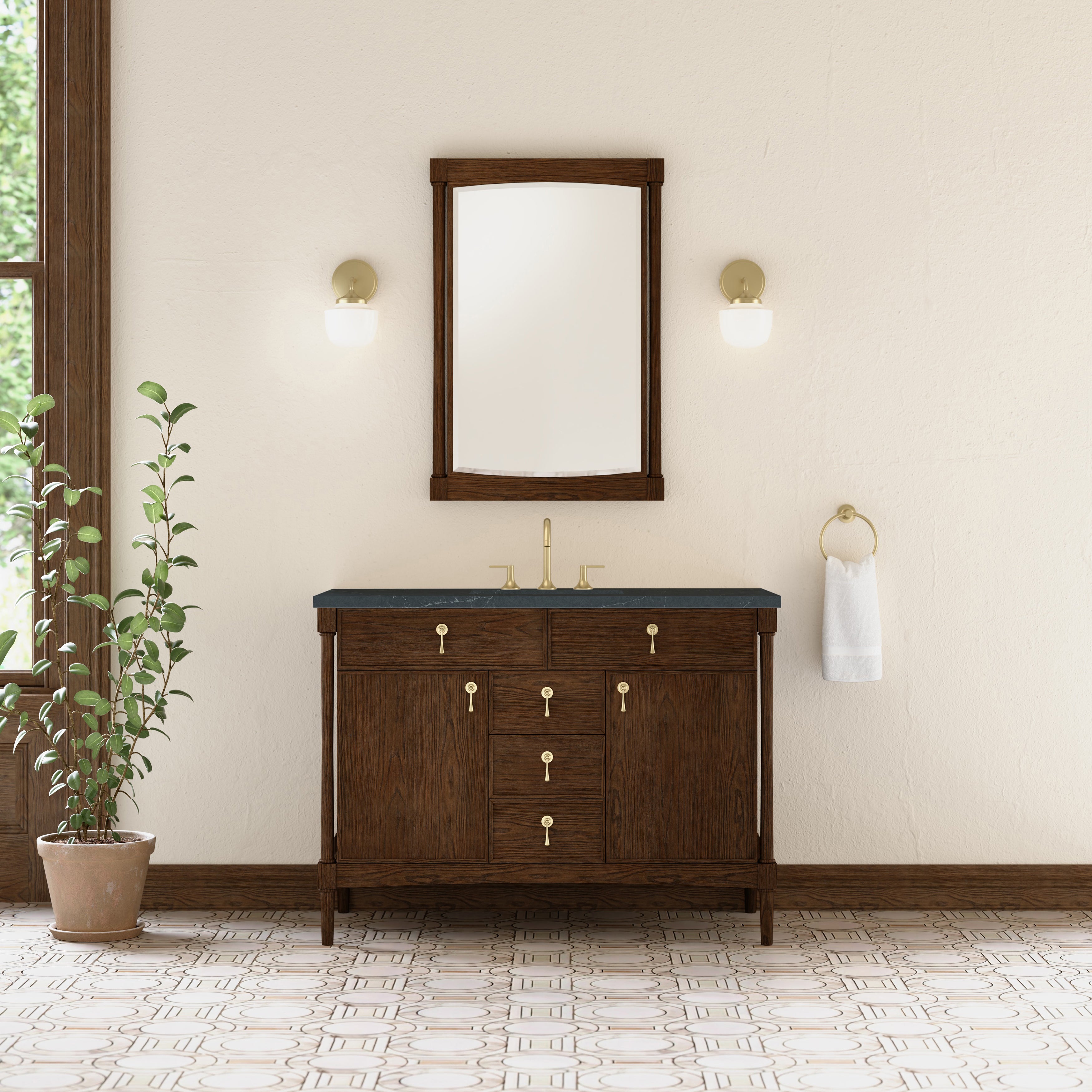 James Martin Kinnsden 48" Single Vanity in Sable Oak with 3cm Countertop