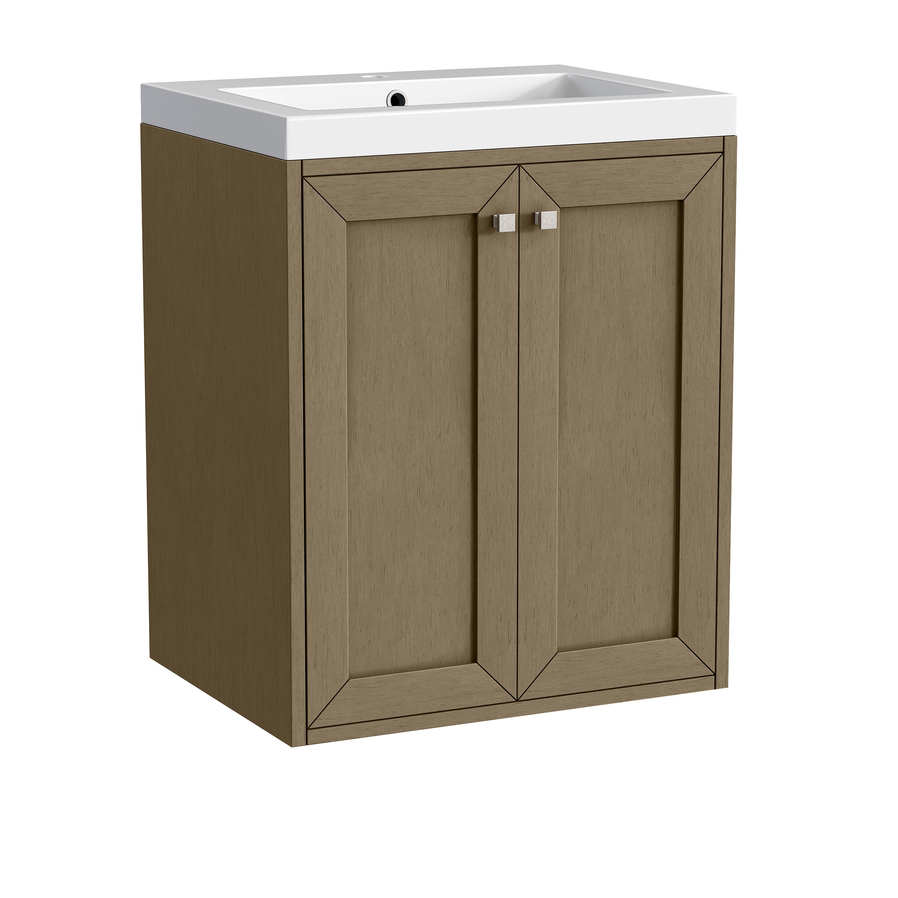 James Martin Chianti 24" Single Vanity in Glossy White with White Glossy Composite Stone Top