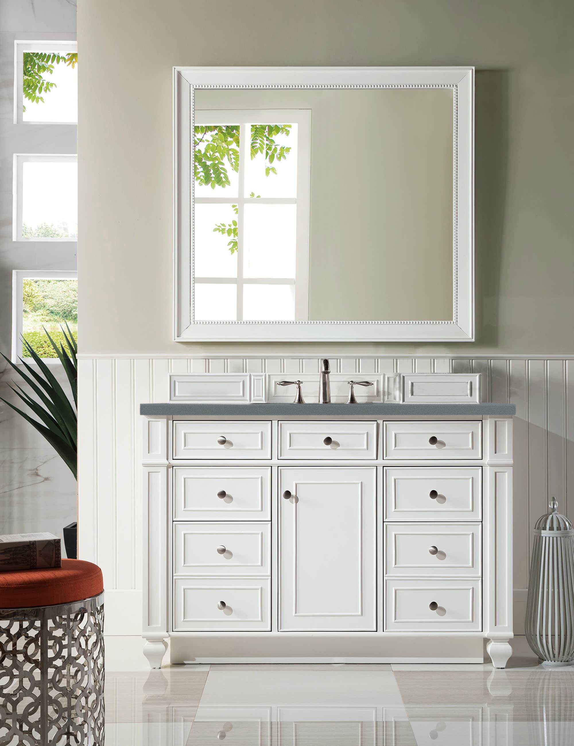 James Martin Bristol 48" Single Vanity in Bright White with 3cm Countertop