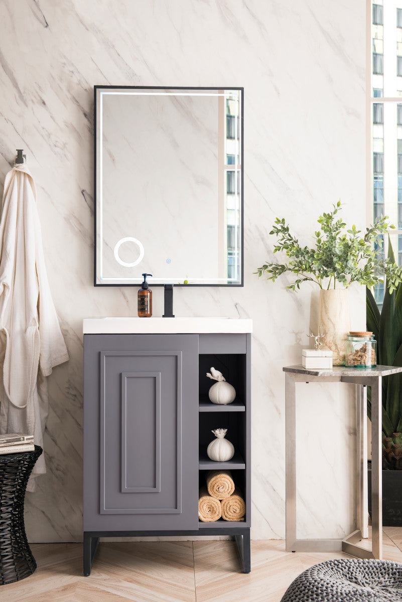 Alicante 24" Single Vanity with White Glossy Composite Stone Top